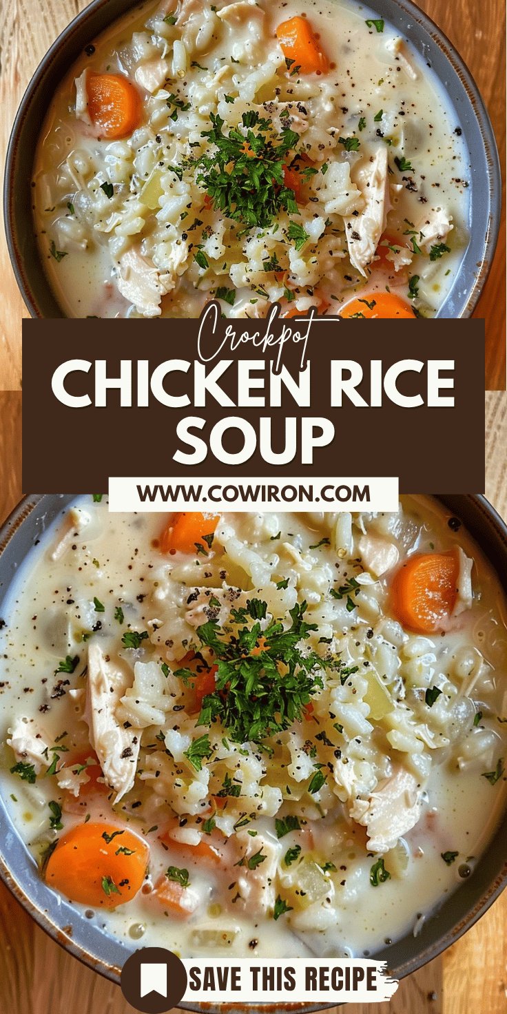 Creamy Crockpot Chicken Rice Soup