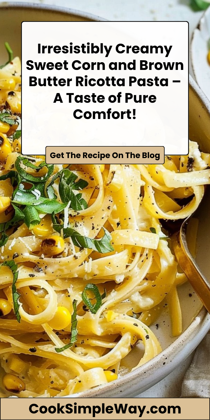 Creamy Corn Pasta with Brown Butter Ricotta