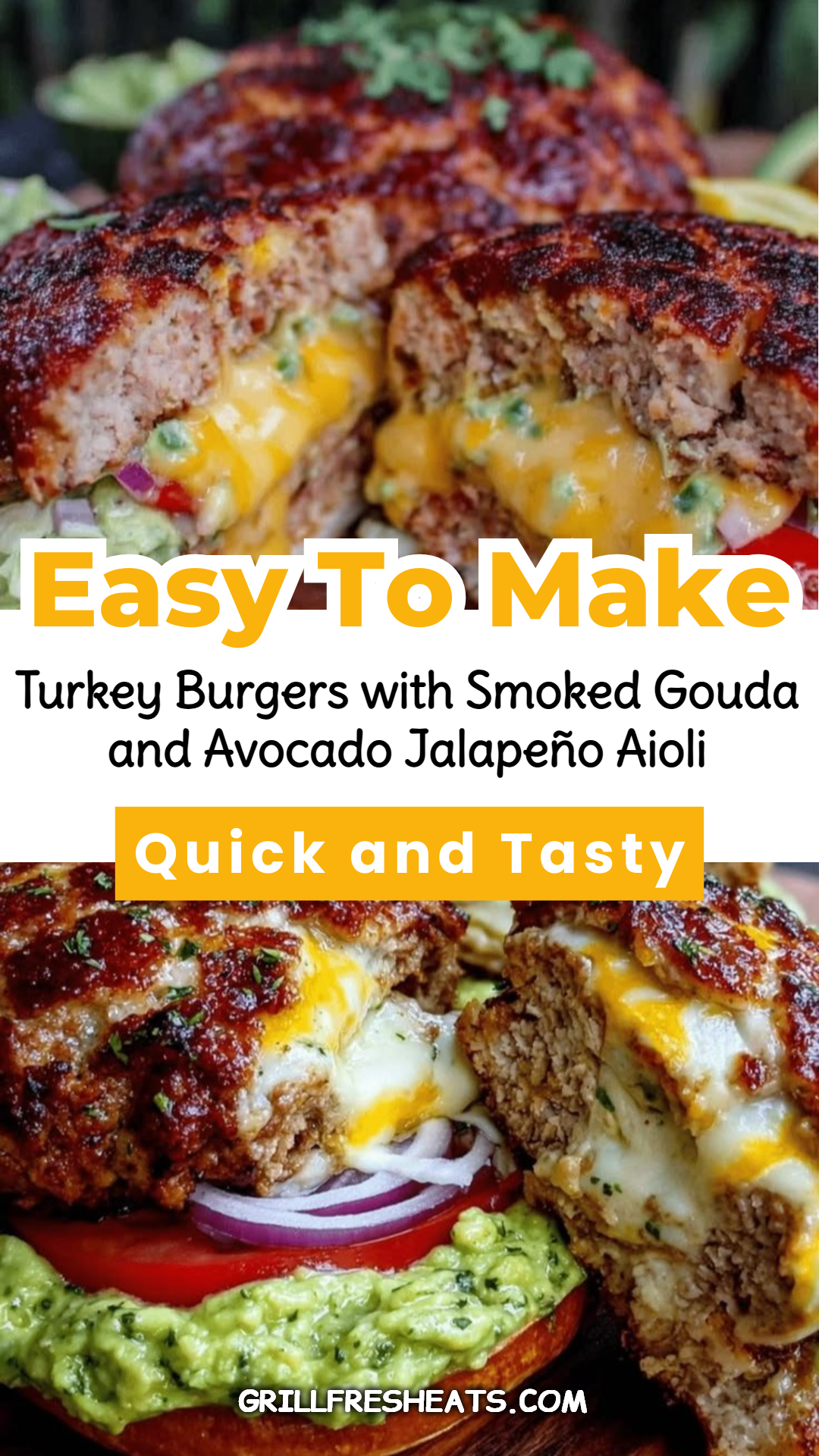 Turkey Burgers with Smoked Gouda and Avocado Jalapeño Aioli 1 Turkey Burgers with Smoked Gouda and Avocado Jalapeño Aioli