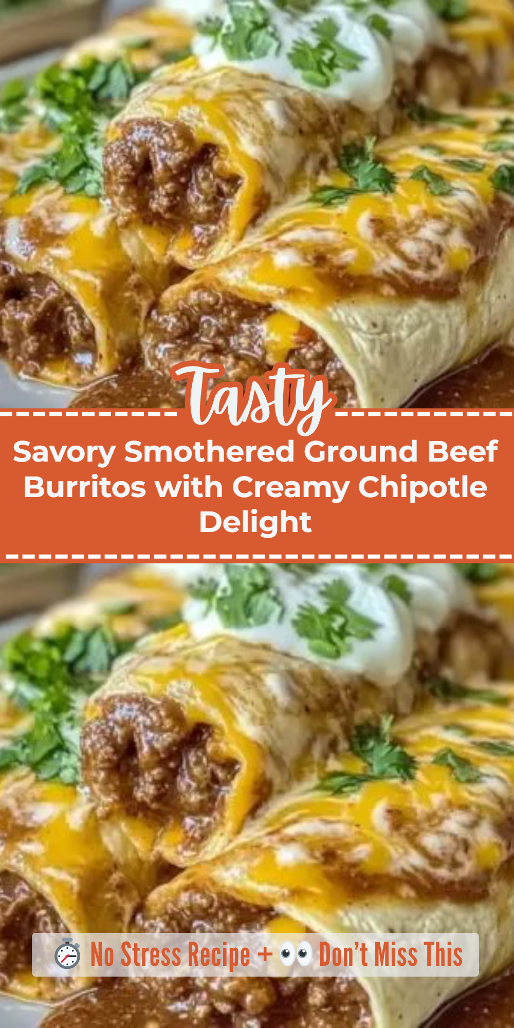 Savory Smothered Ground Beef Burritos with Creamy Chipotle Delight
