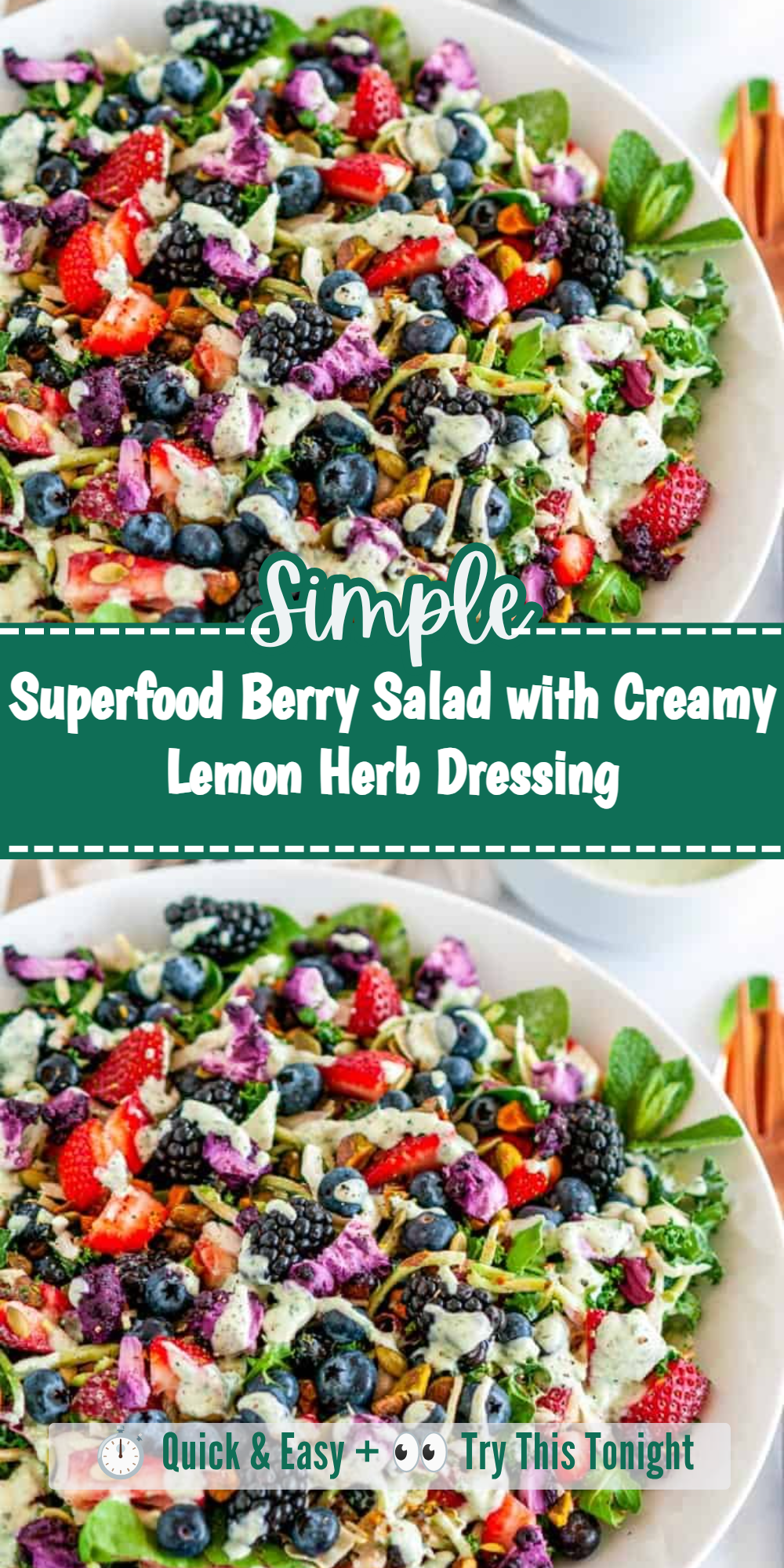 Superfood Berry Salad with Creamy Lemon Herb Dressing