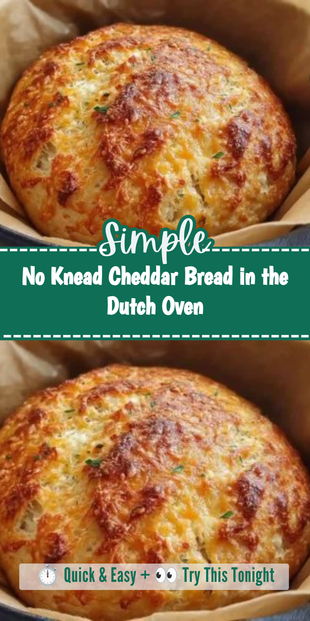 No Knead Cheddar Bread in the Dutch Oven