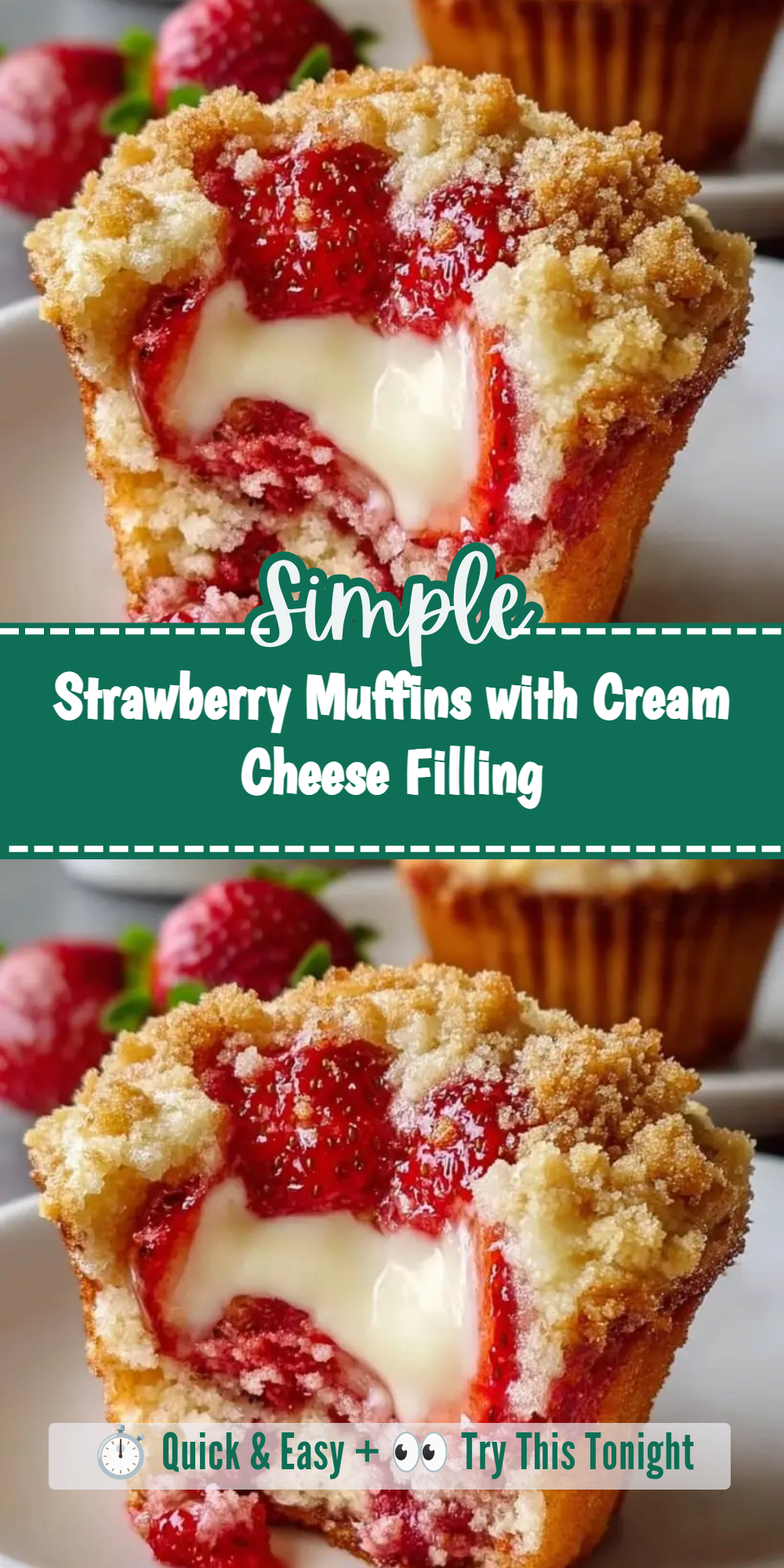 Strawberry Muffins with Cream Cheese Filling