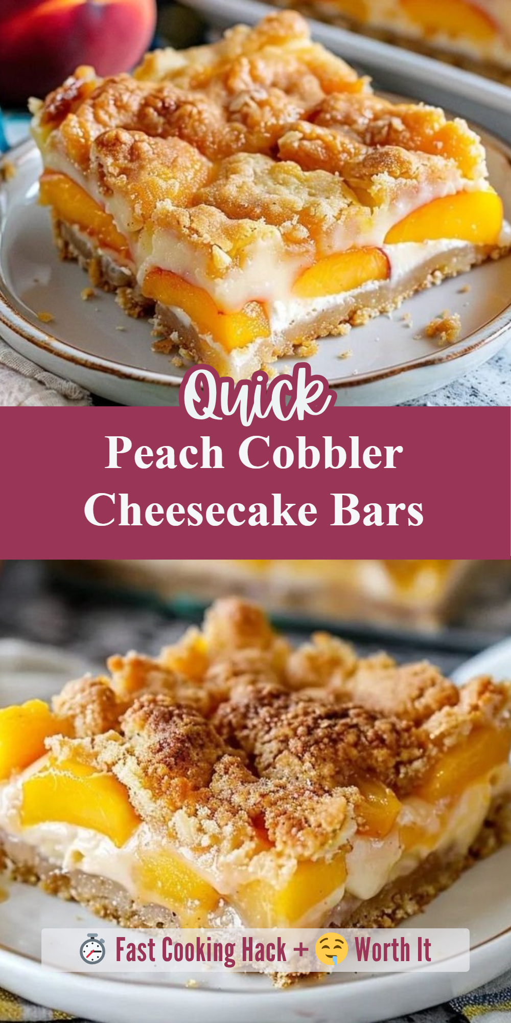 Peach Cobbler Cheesecake Bars
