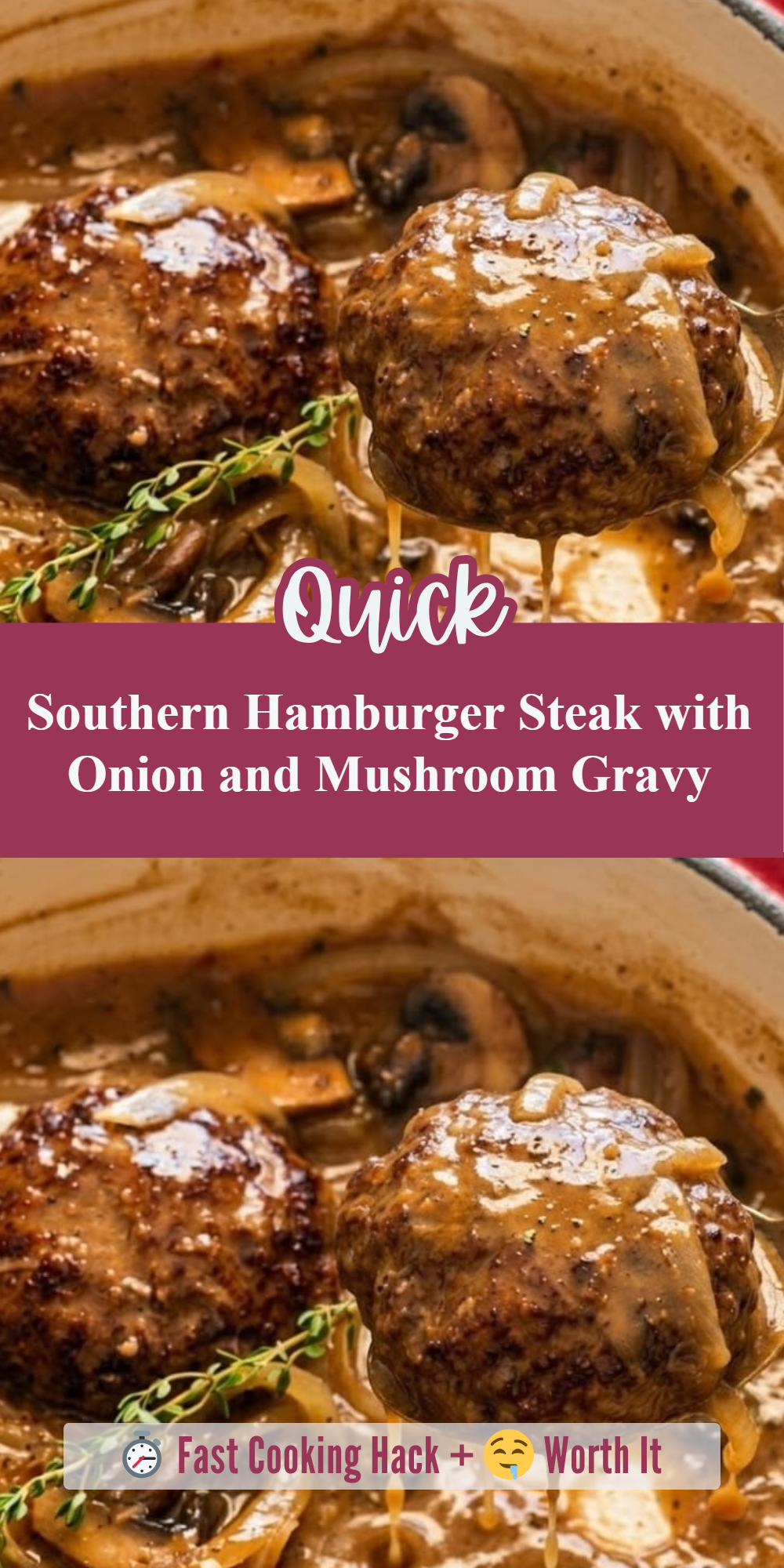 Southern Hamburger Steak with Onion and Mushroom Gravy