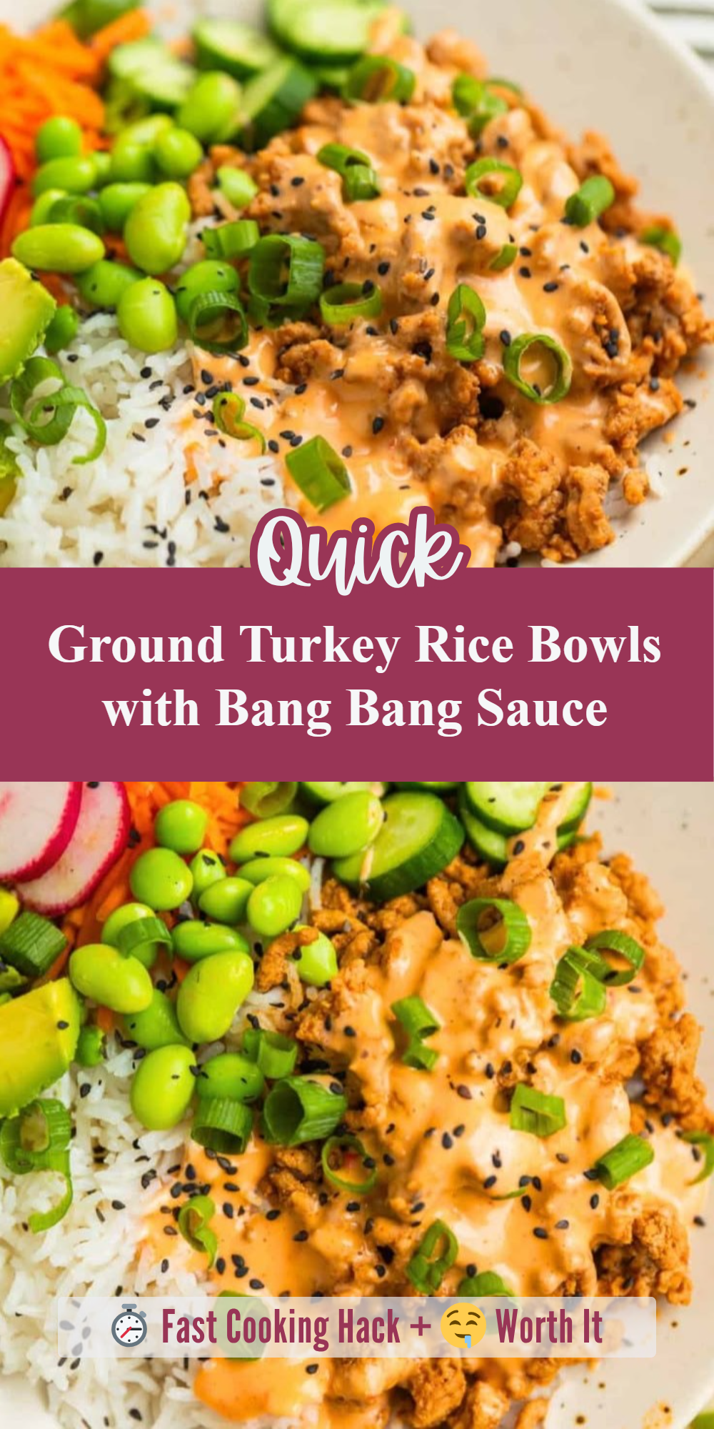 Ground Turkey Rice Bowls with Bang Bang Sauce