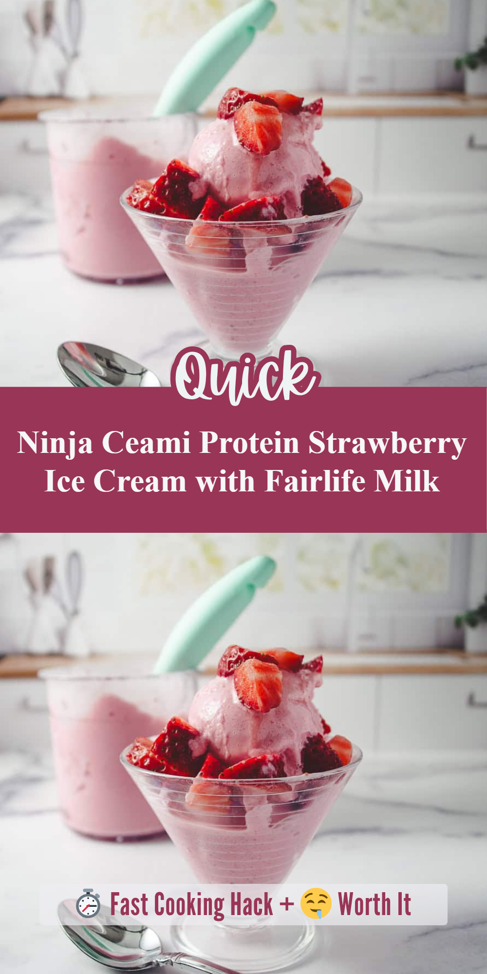 Ninja Ceami Protein Strawberry Ice Cream with Fairlife Milk