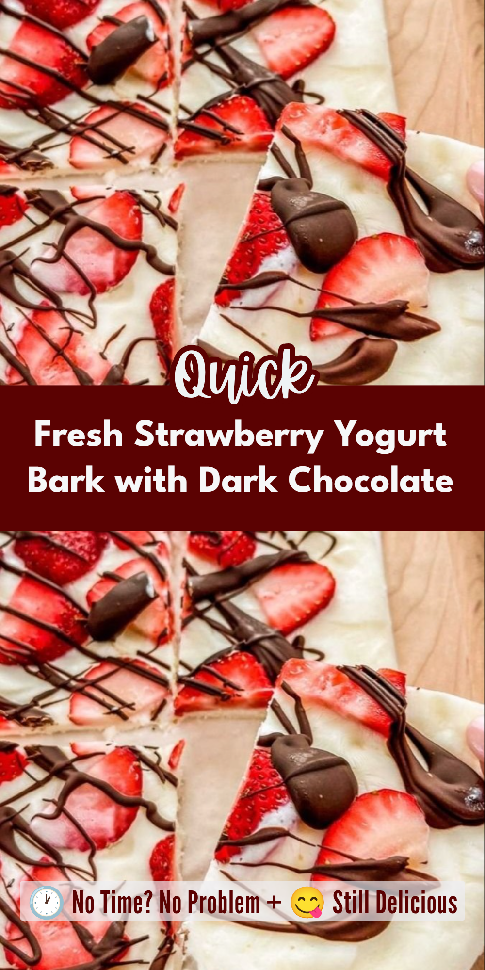 Fresh Strawberry Yogurt Bark with Dark Chocolate