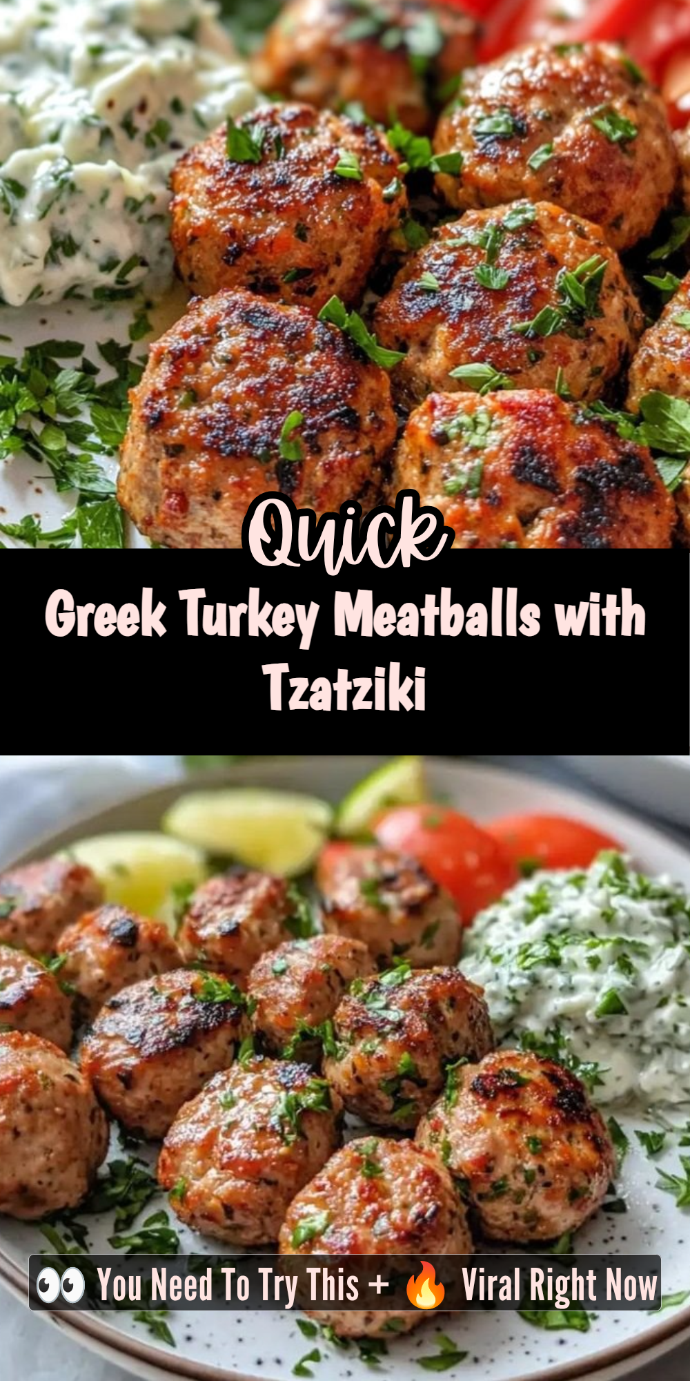 Greek Turkey Meatballs with Tzatziki