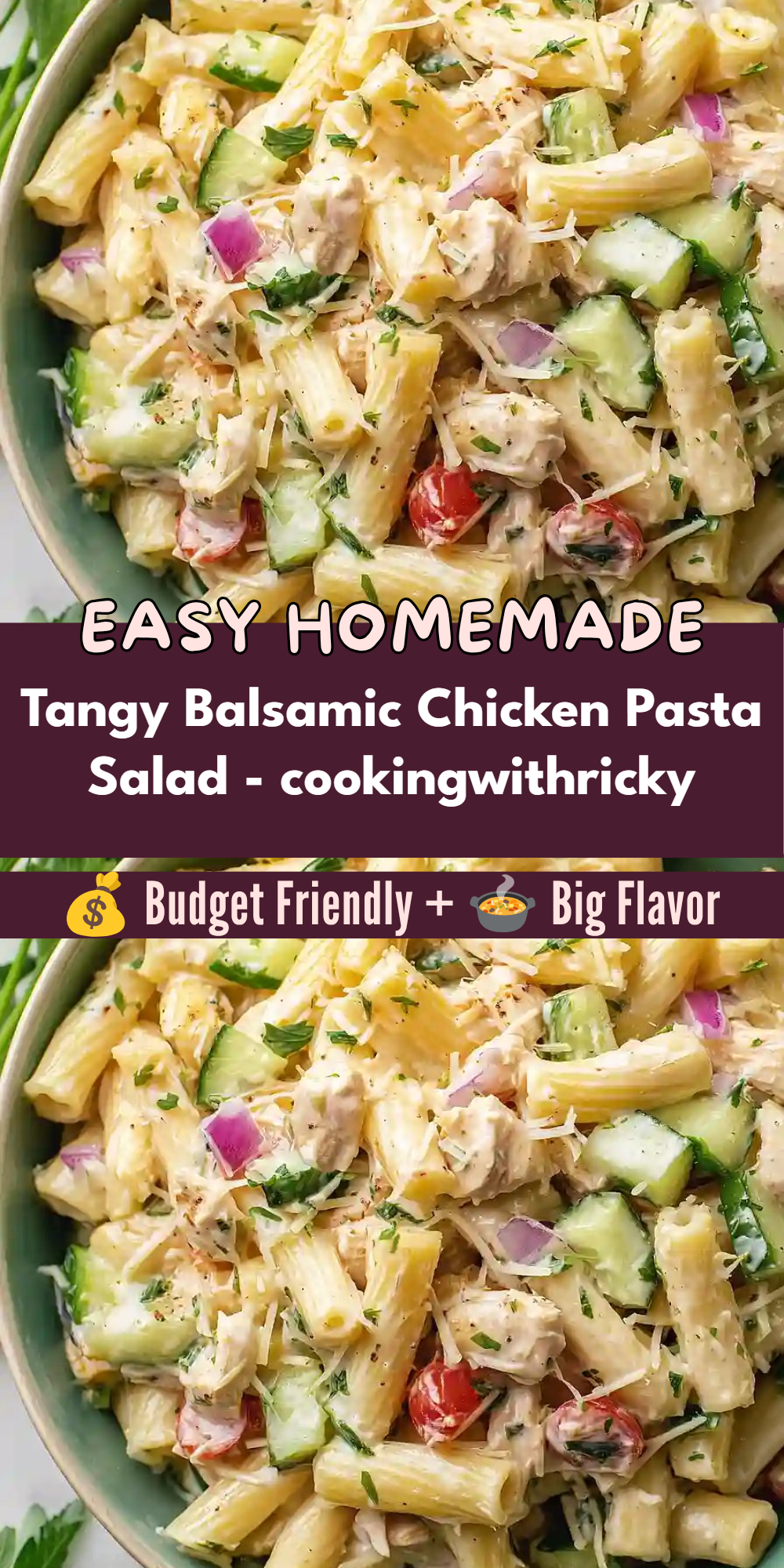 Tangy Balsamic Chicken Pasta Salad - cookingwithricky