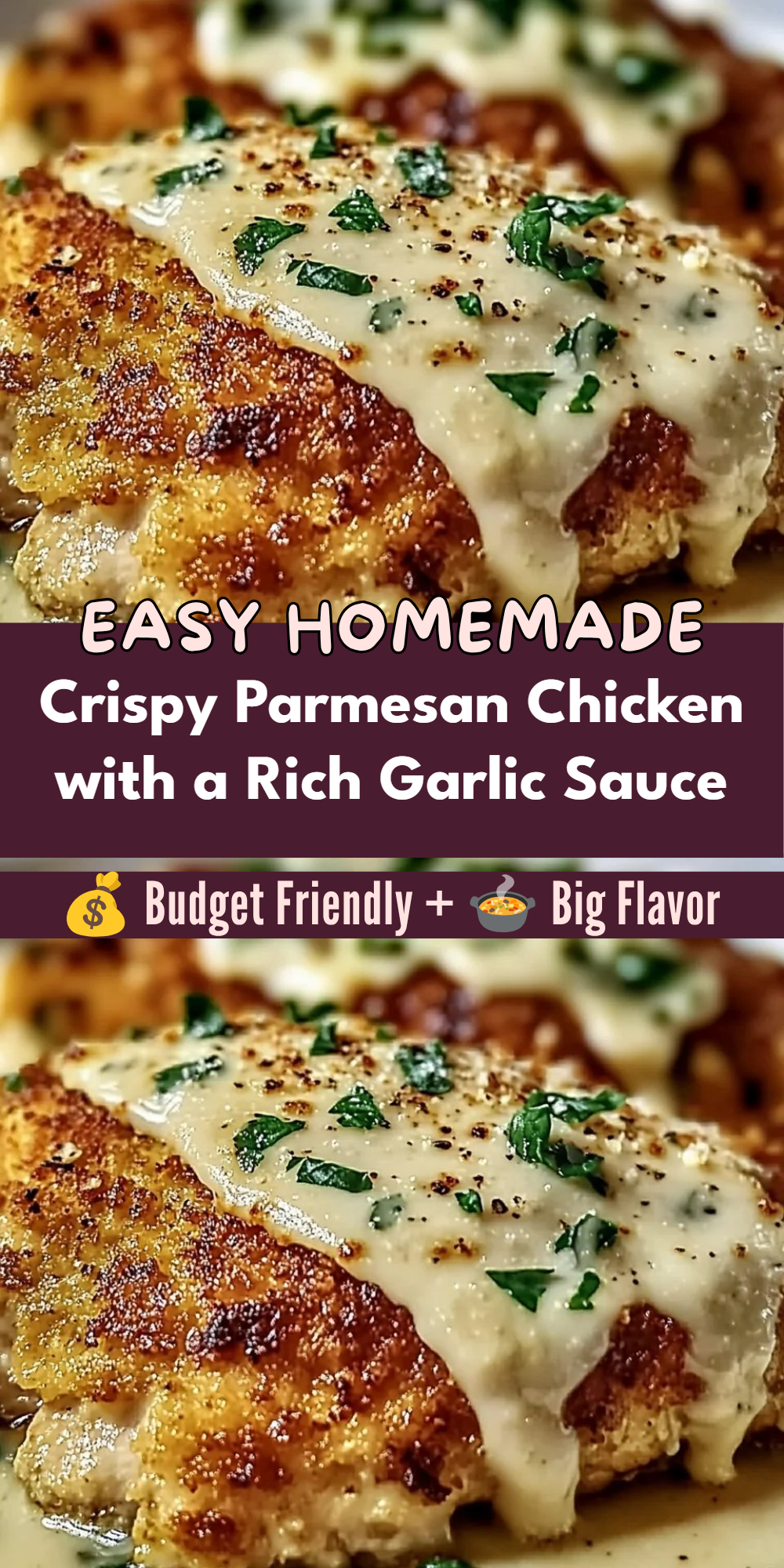Crispy Parmesan Chicken with a Rich Garlic Sauce