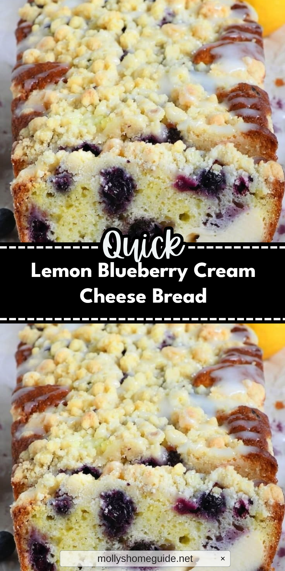 Lemon Blueberry Cream Cheese Bread