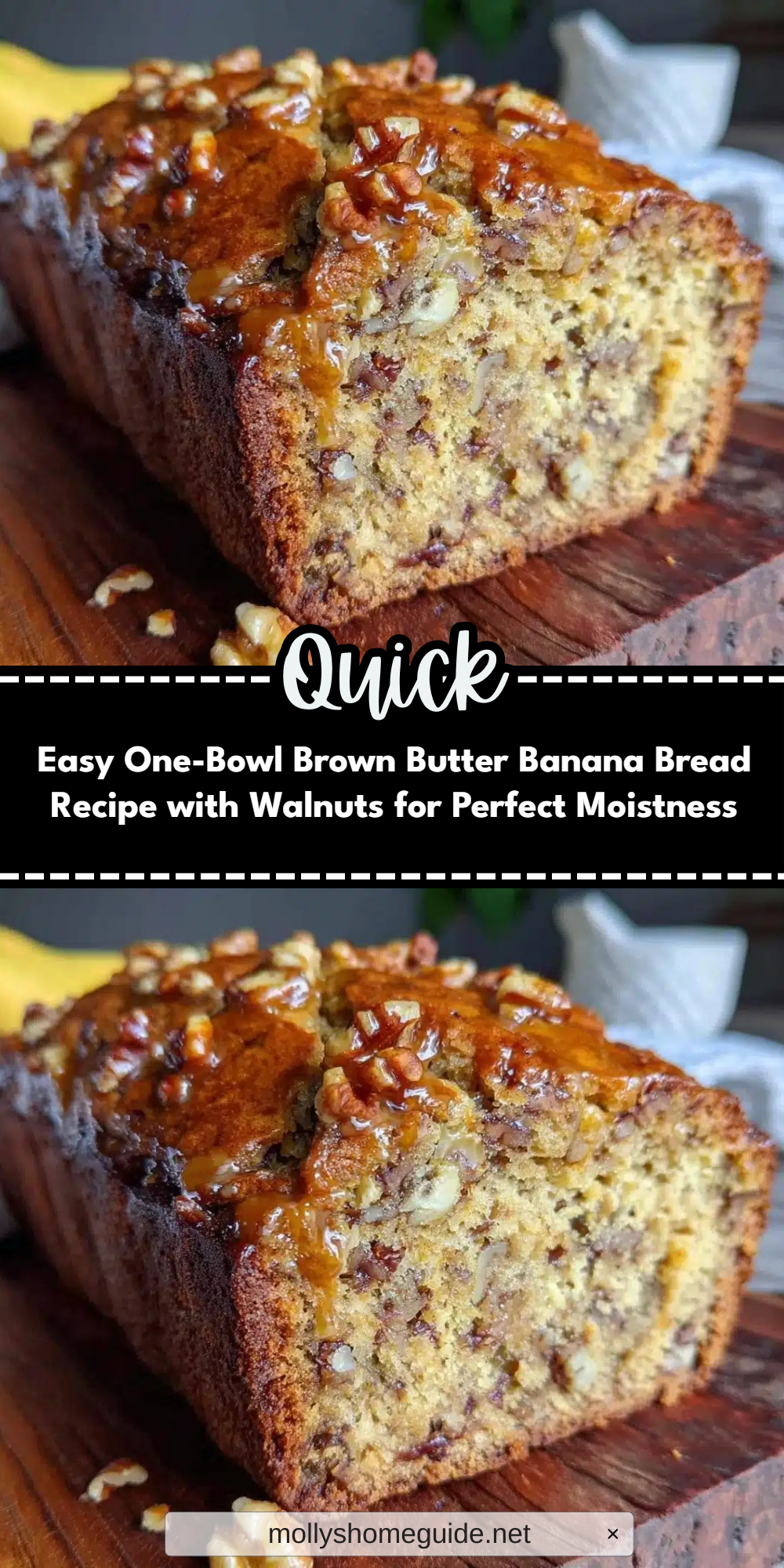 Easy One-Bowl Brown Butter Banana Bread Recipe with Walnuts for Perfect Moistness