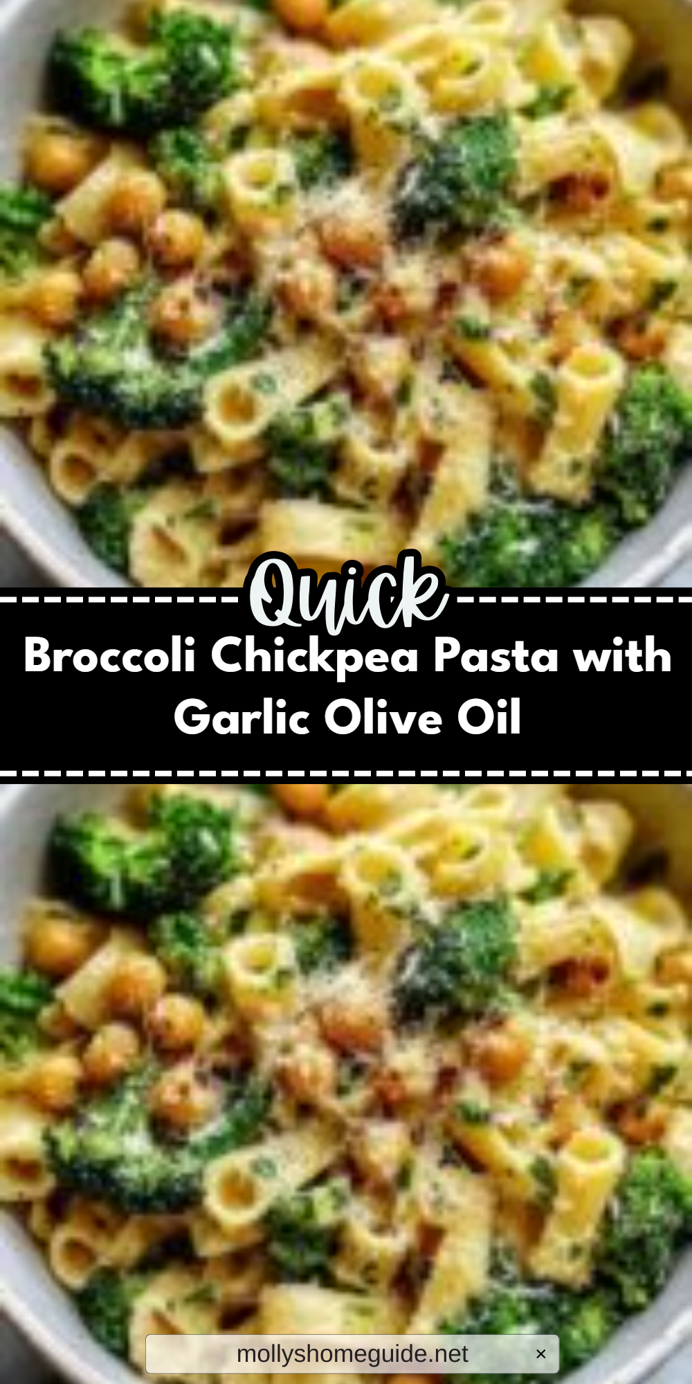 Broccoli Chickpea Pasta with Garlic Olive Oil