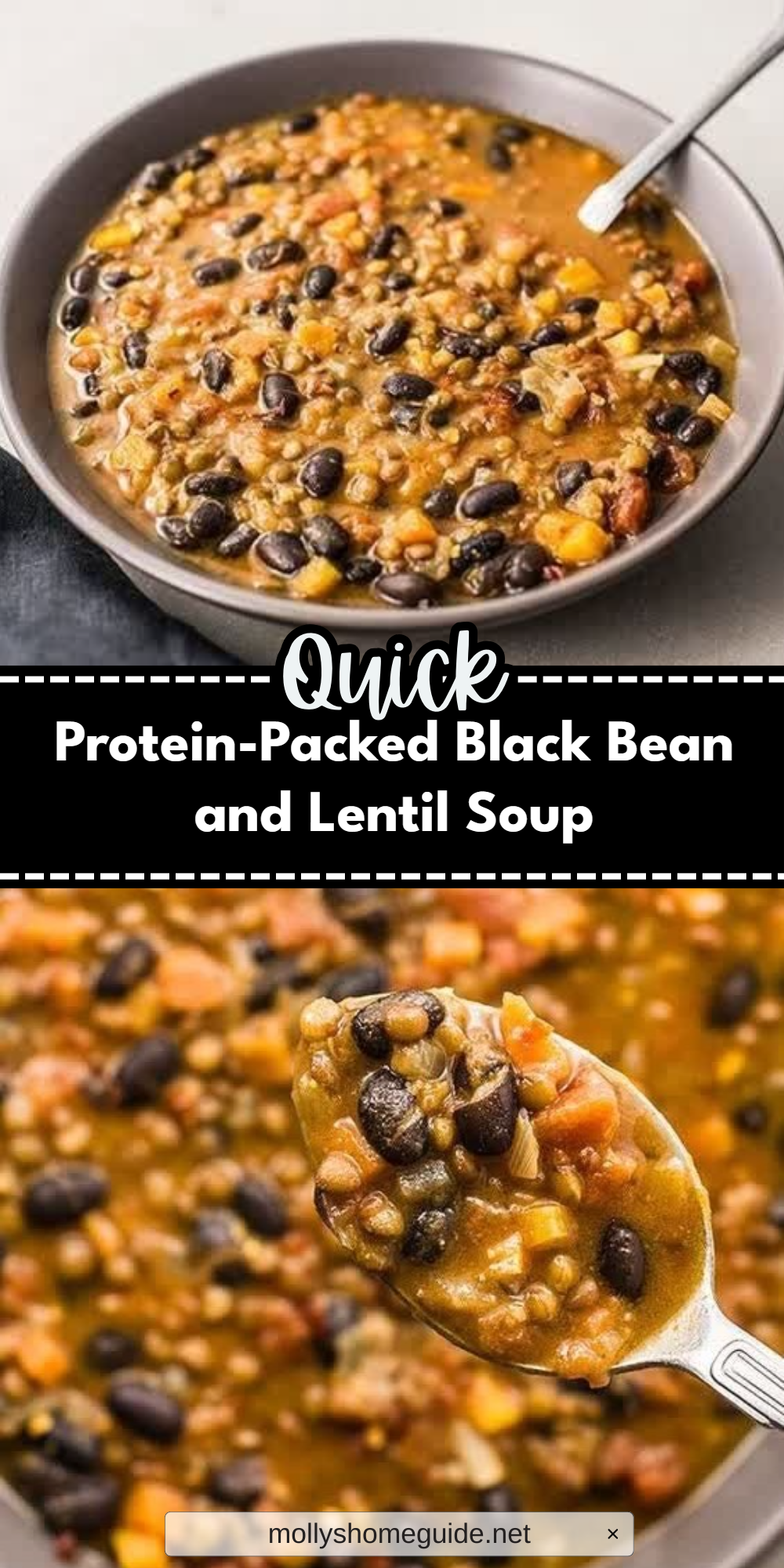 Protein-Packed Black Bean and Lentil Soup