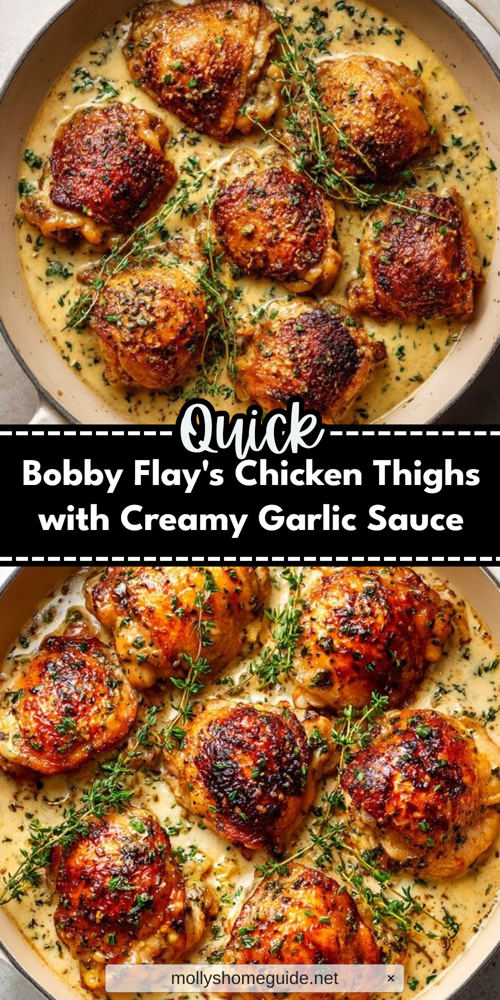 Bobby Flay's Chicken Thighs with Creamy Garlic Sauce