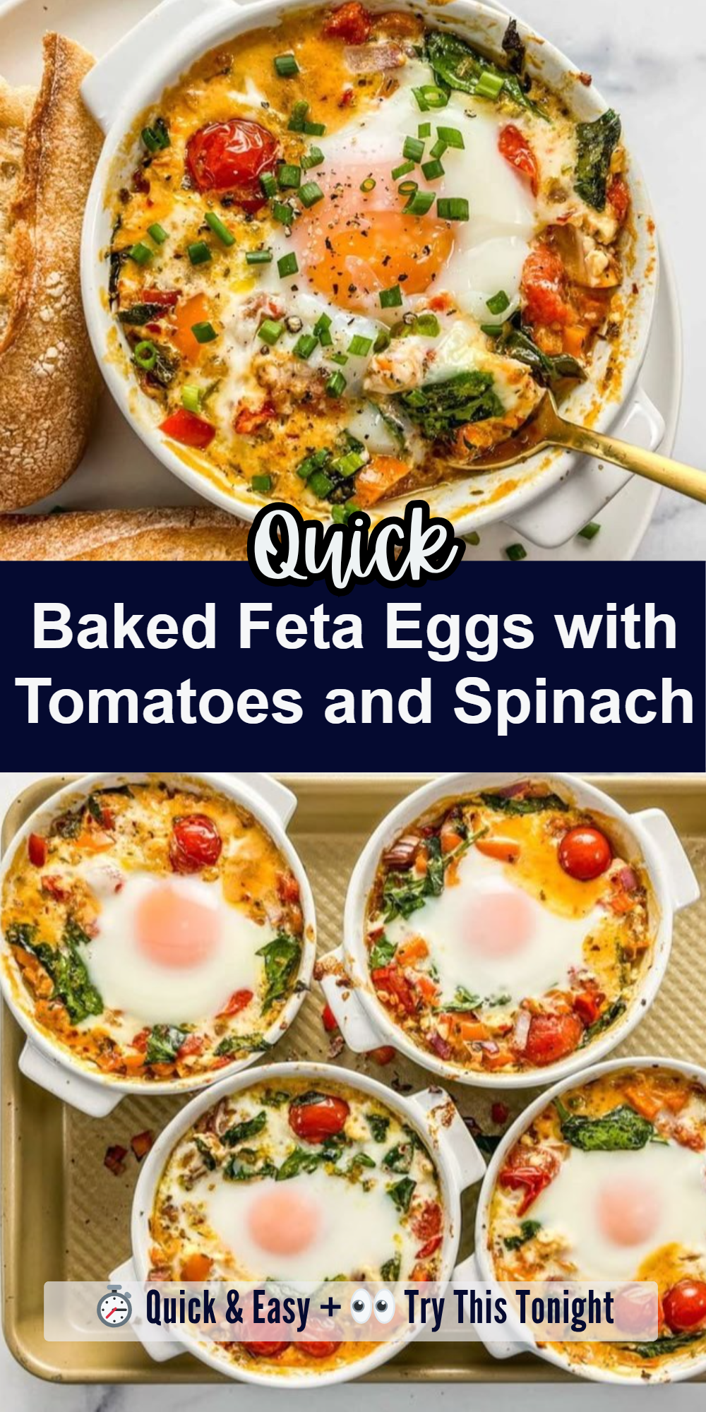 Baked Feta Eggs with Tomatoes and Spinach