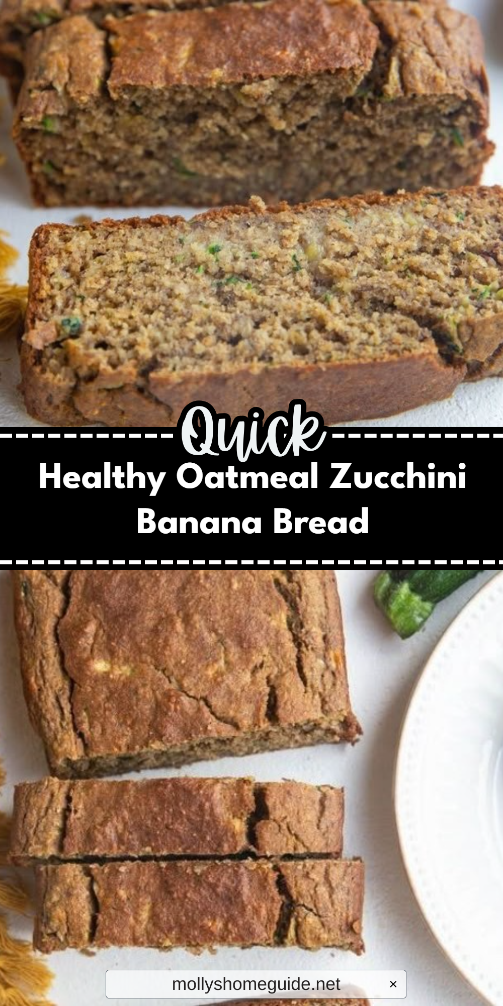 Healthy Oatmeal Zucchini Banana Bread