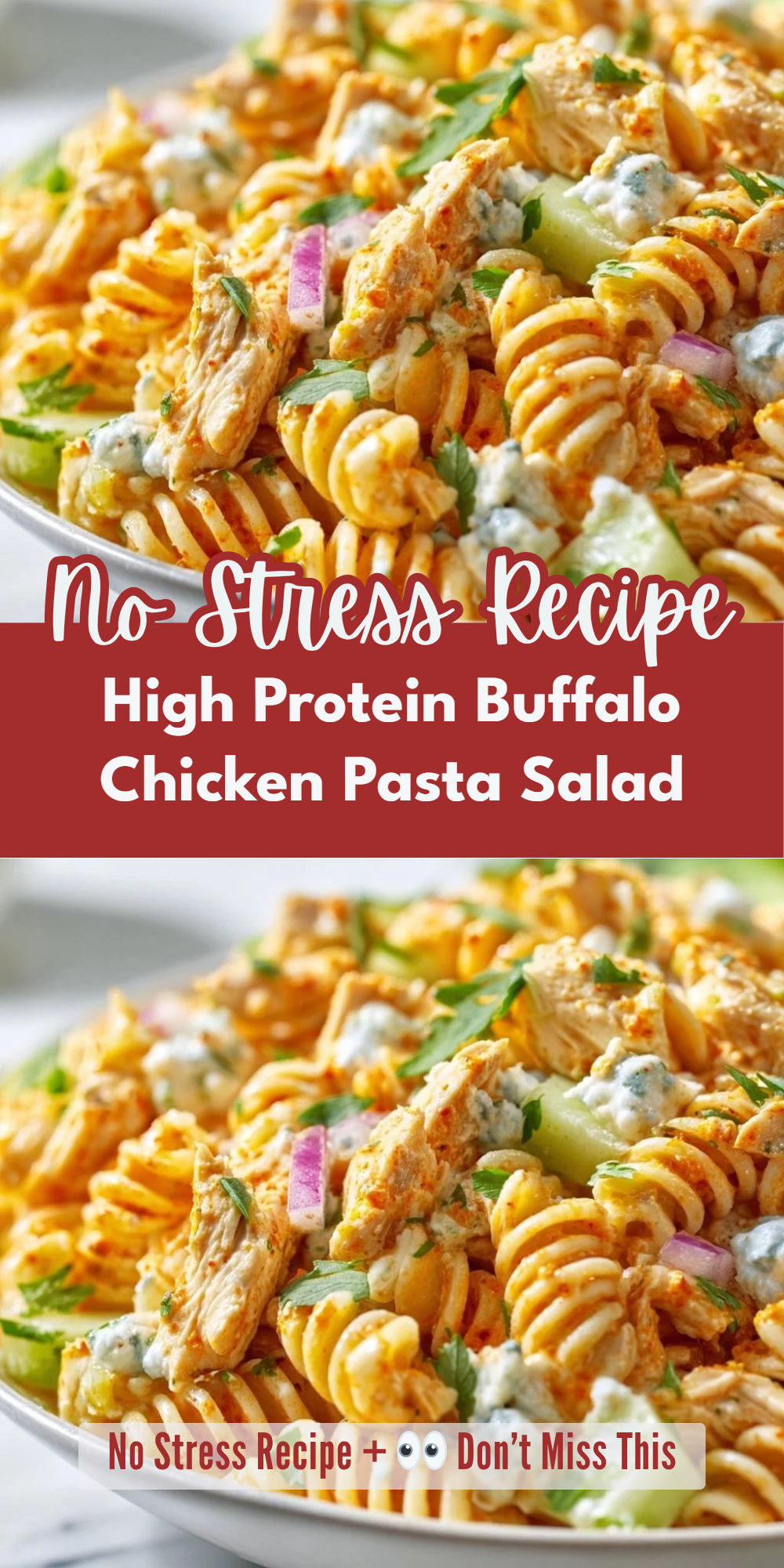 High Protein Buffalo Chicken Pasta Salad