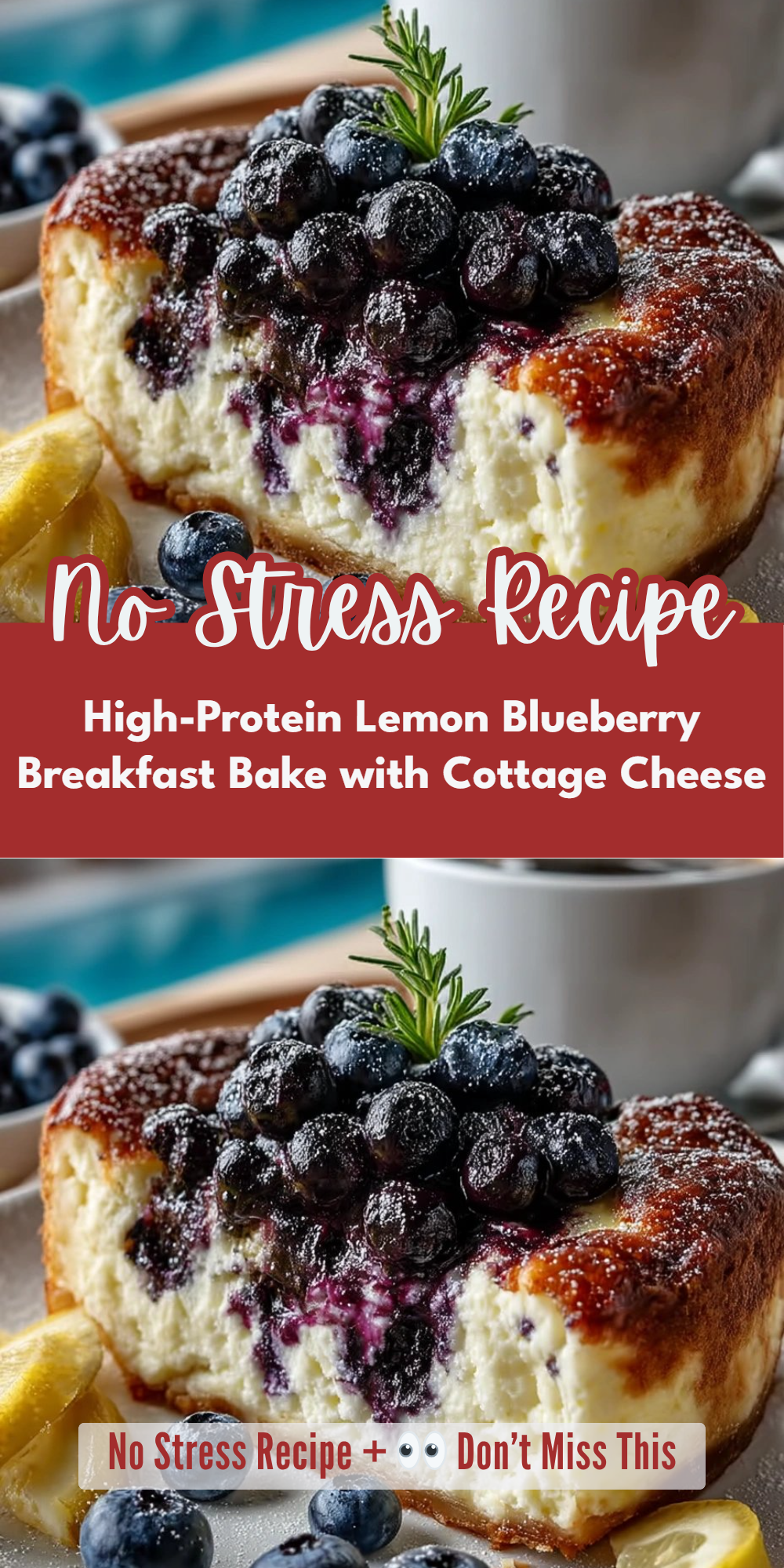 High-Protein Lemon Blueberry Breakfast Bake with Cottage Cheese