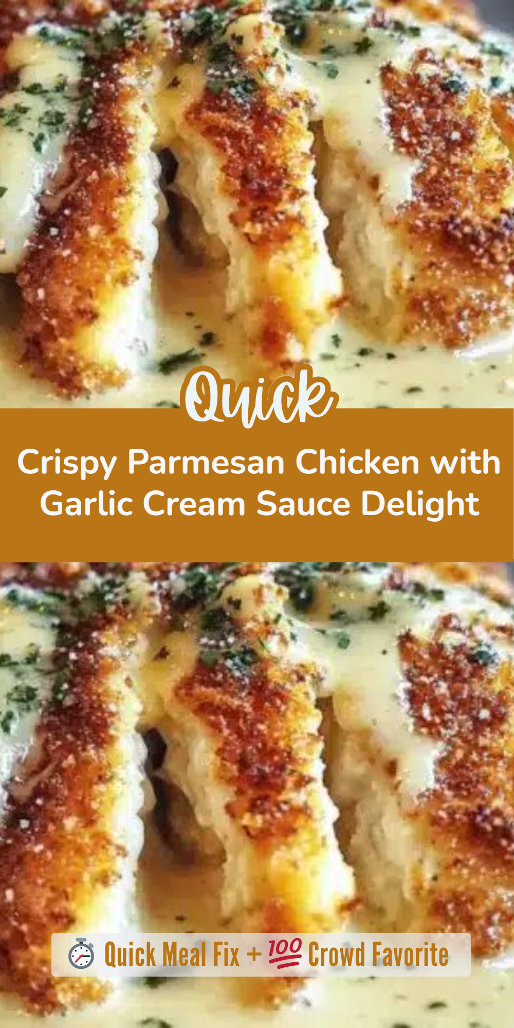 Crispy Parmesan Chicken with Garlic Cream Sauce Delight