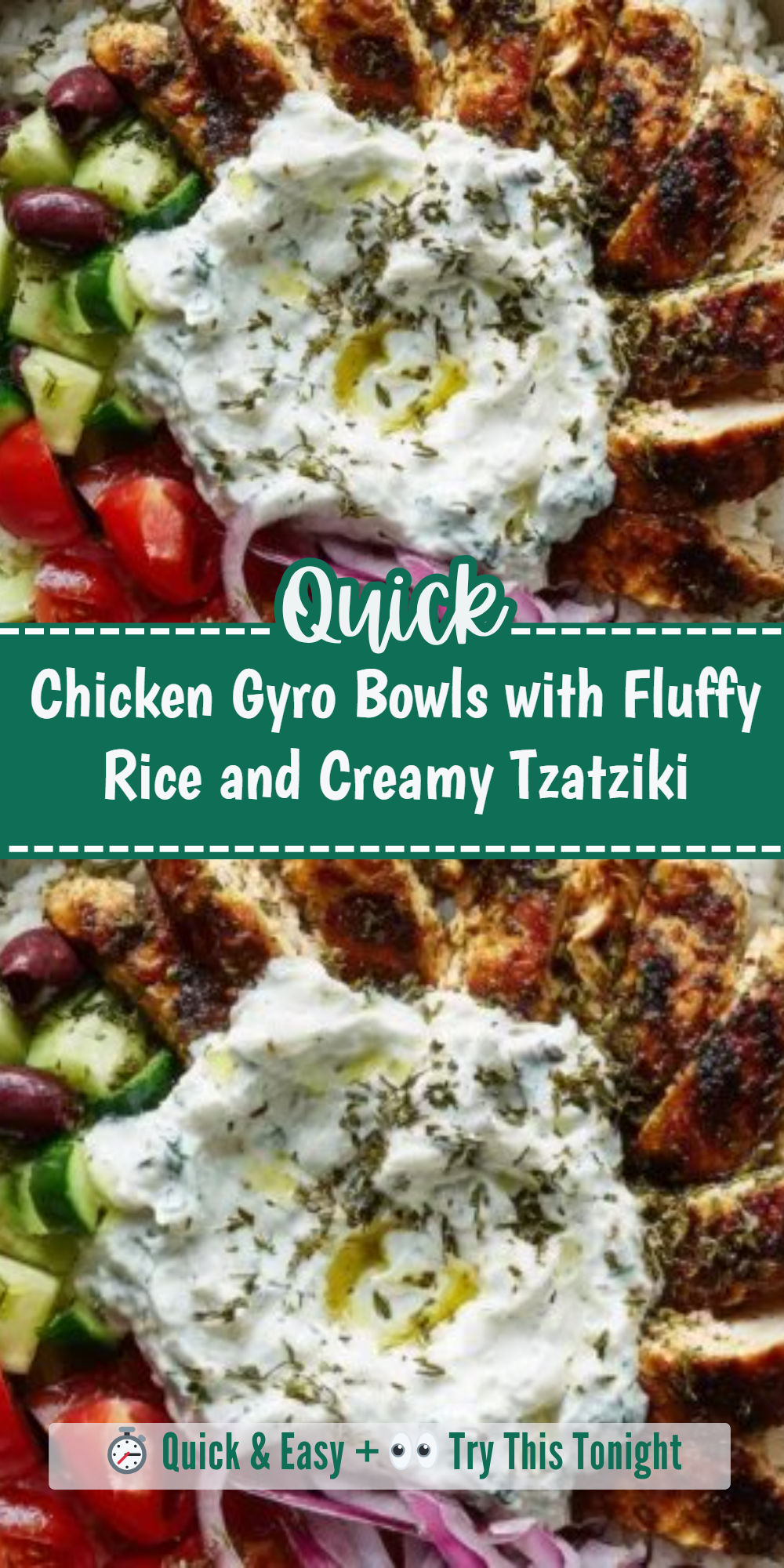 Chicken Gyro Bowls with Fluffy Rice and Creamy Tzatziki