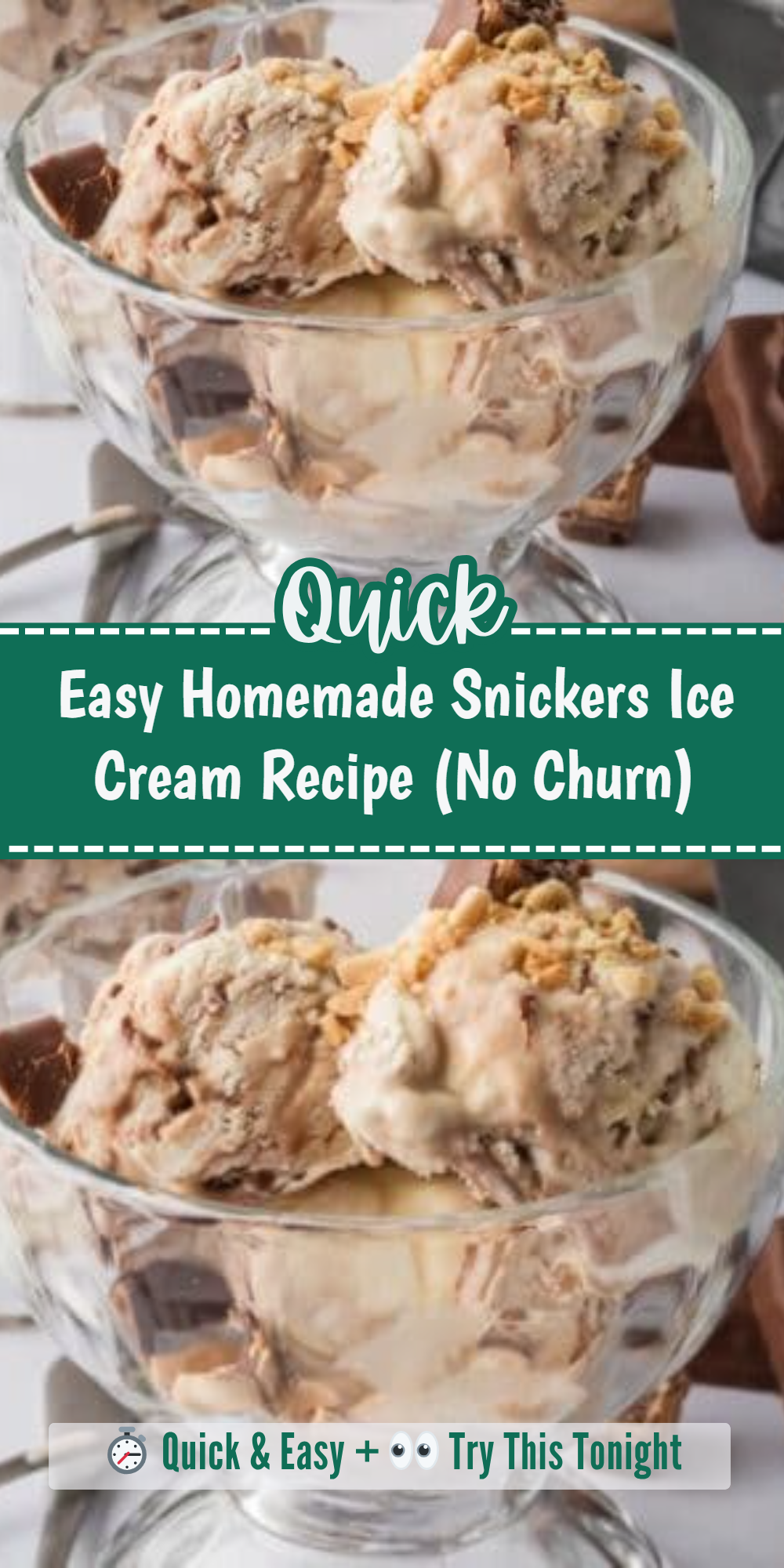 Easy Homemade Snickers Ice Cream Recipe (No Churn)