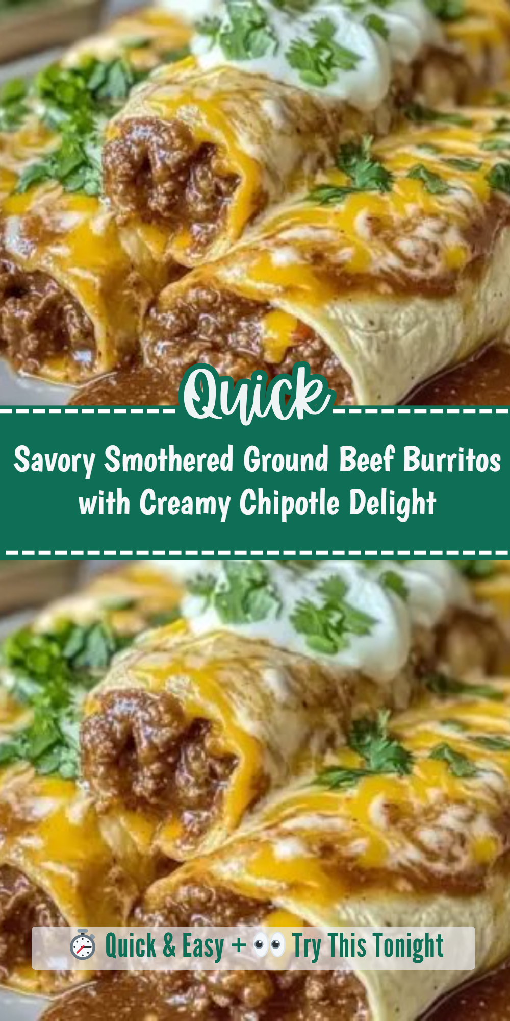 Savory Smothered Ground Beef Burritos with Creamy Chipotle Delight
