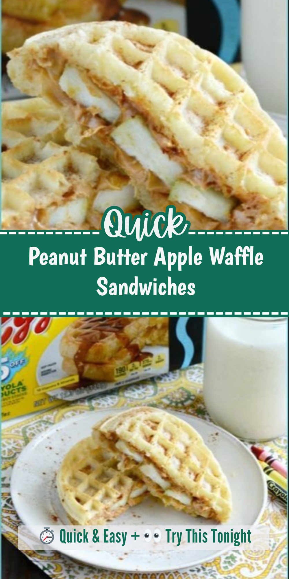 Peanut Butter Apple Waffle Sandwiches