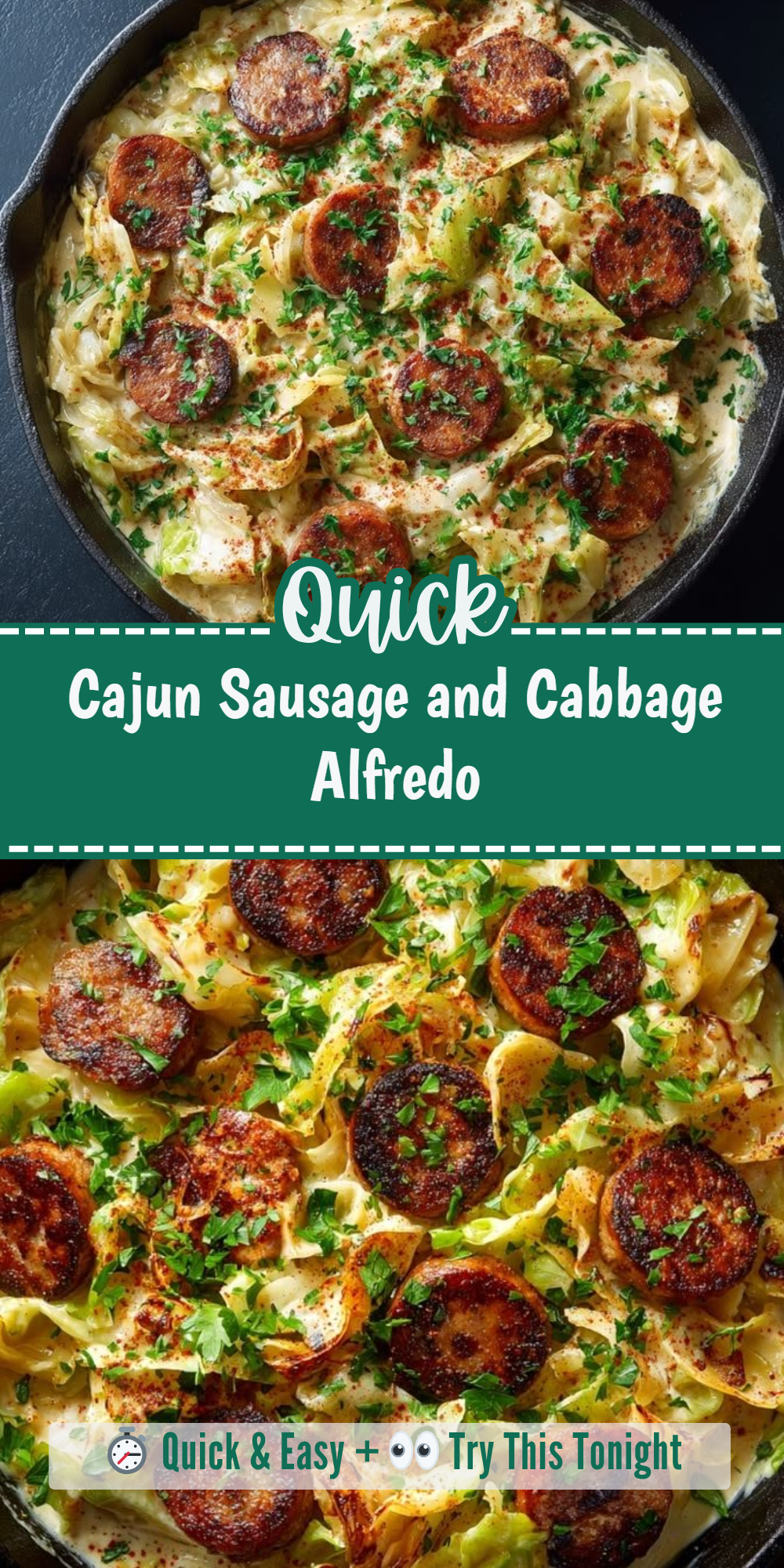 Cajun Sausage and Cabbage Alfredo