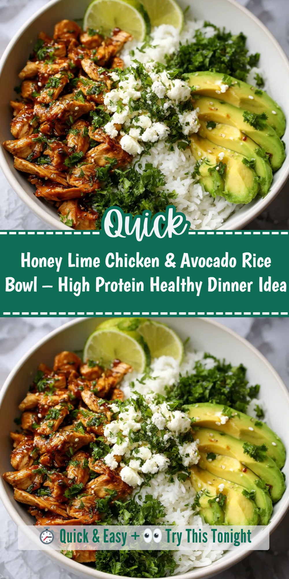 Honey Lime Chicken & Avocado Rice Bowl – High Protein Healthy Dinner Idea