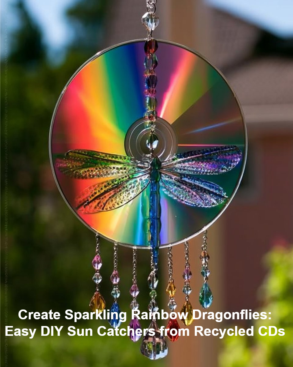 Create Sparkling Rainbow Dragonflies with Recycled CDs - Easy DIY Sun Catcher!