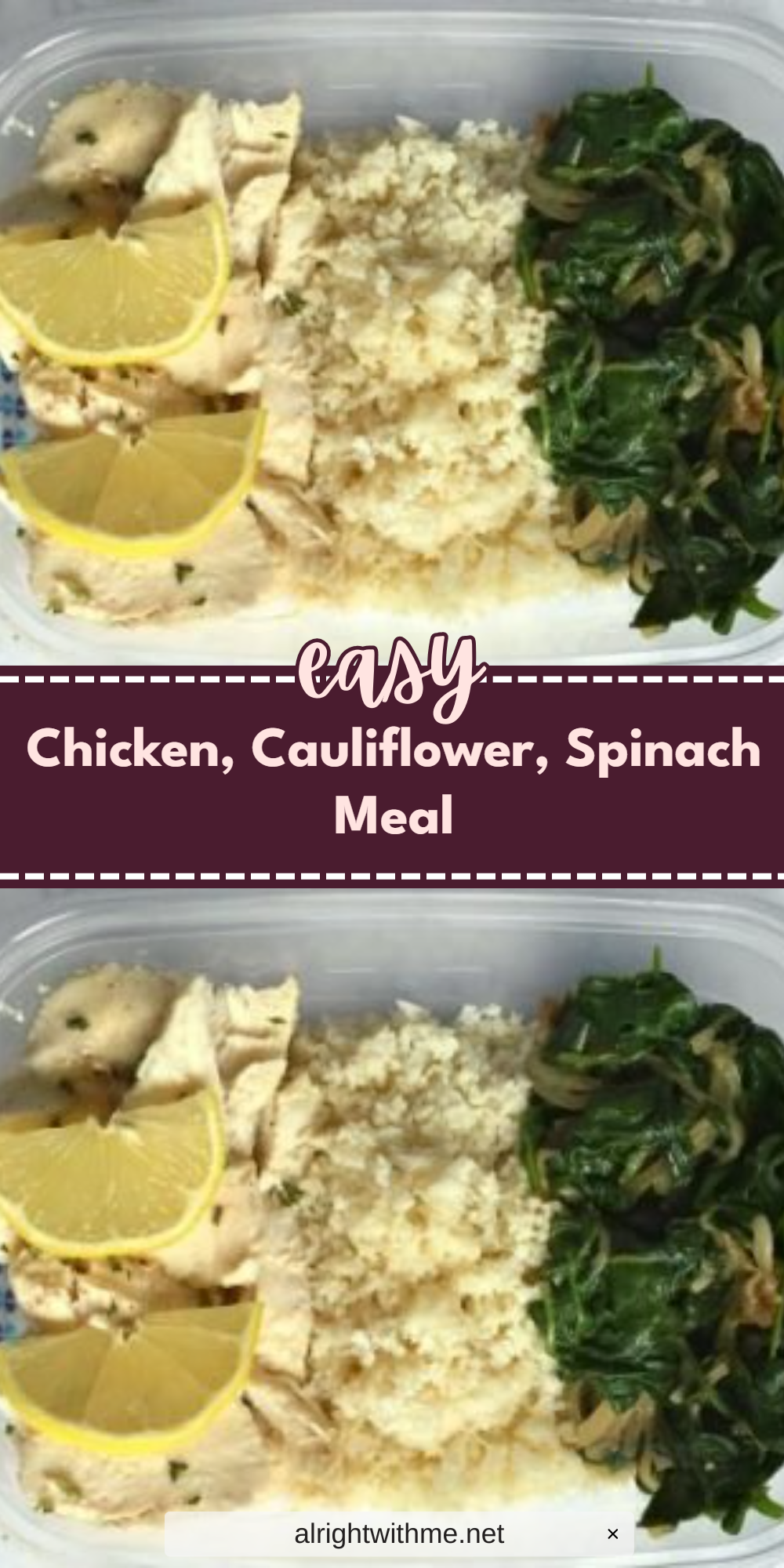 Chicken, Cauliflower, Spinach Meal