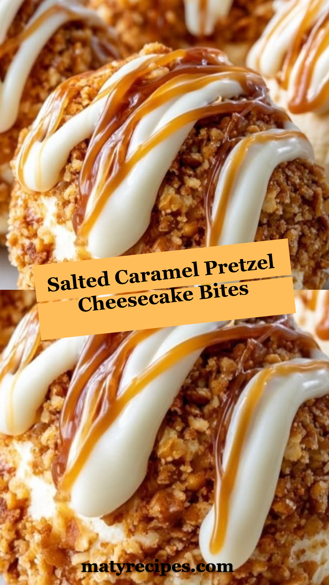 Salted Caramel Pretzel Cheesecake Bites