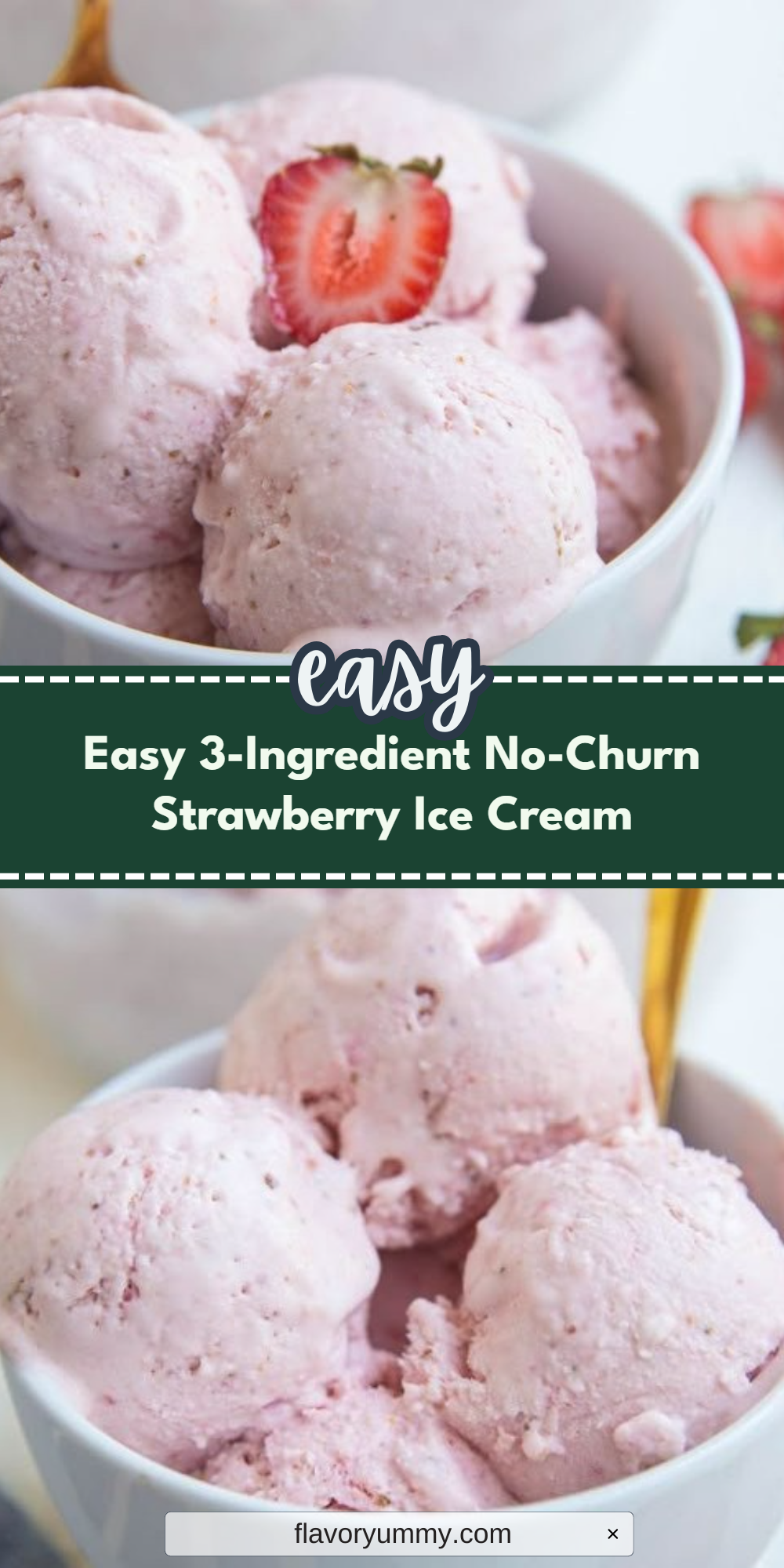 Easy 3-Ingredient No-Churn Strawberry Ice Cream
