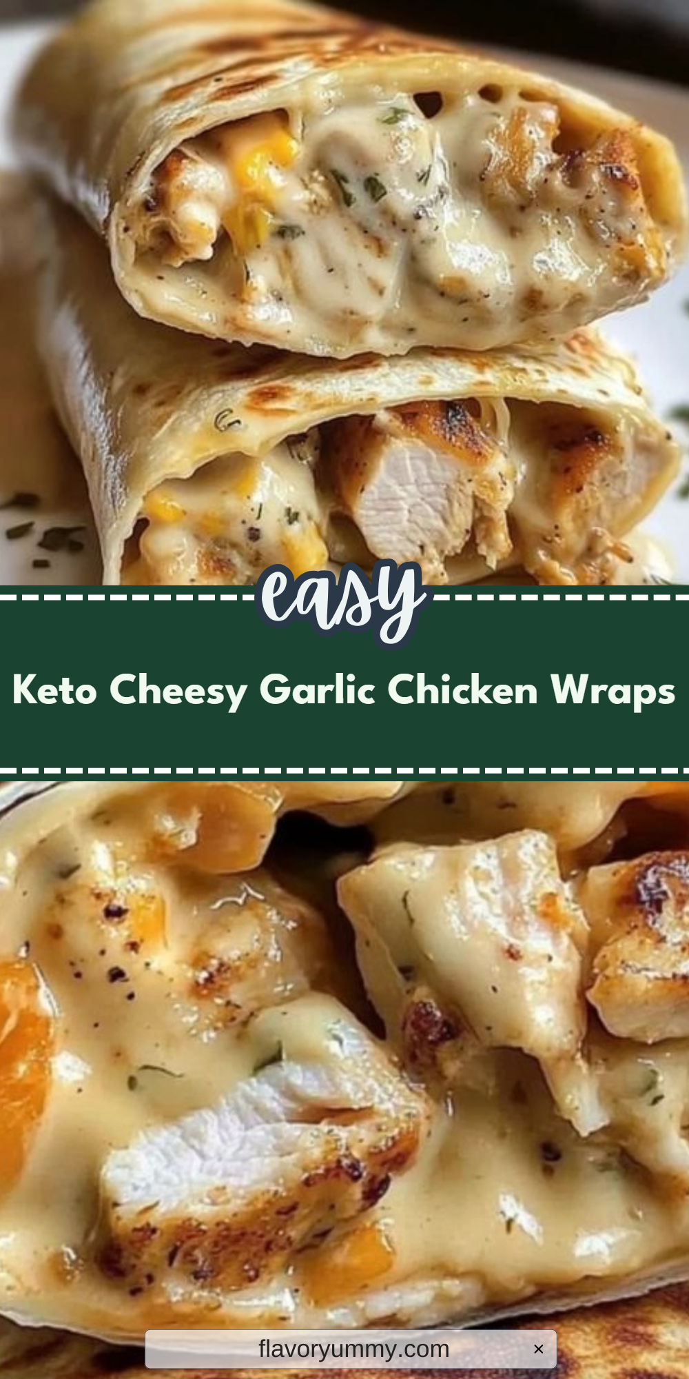 Keto Cheesy Garlic Chicken Wraps