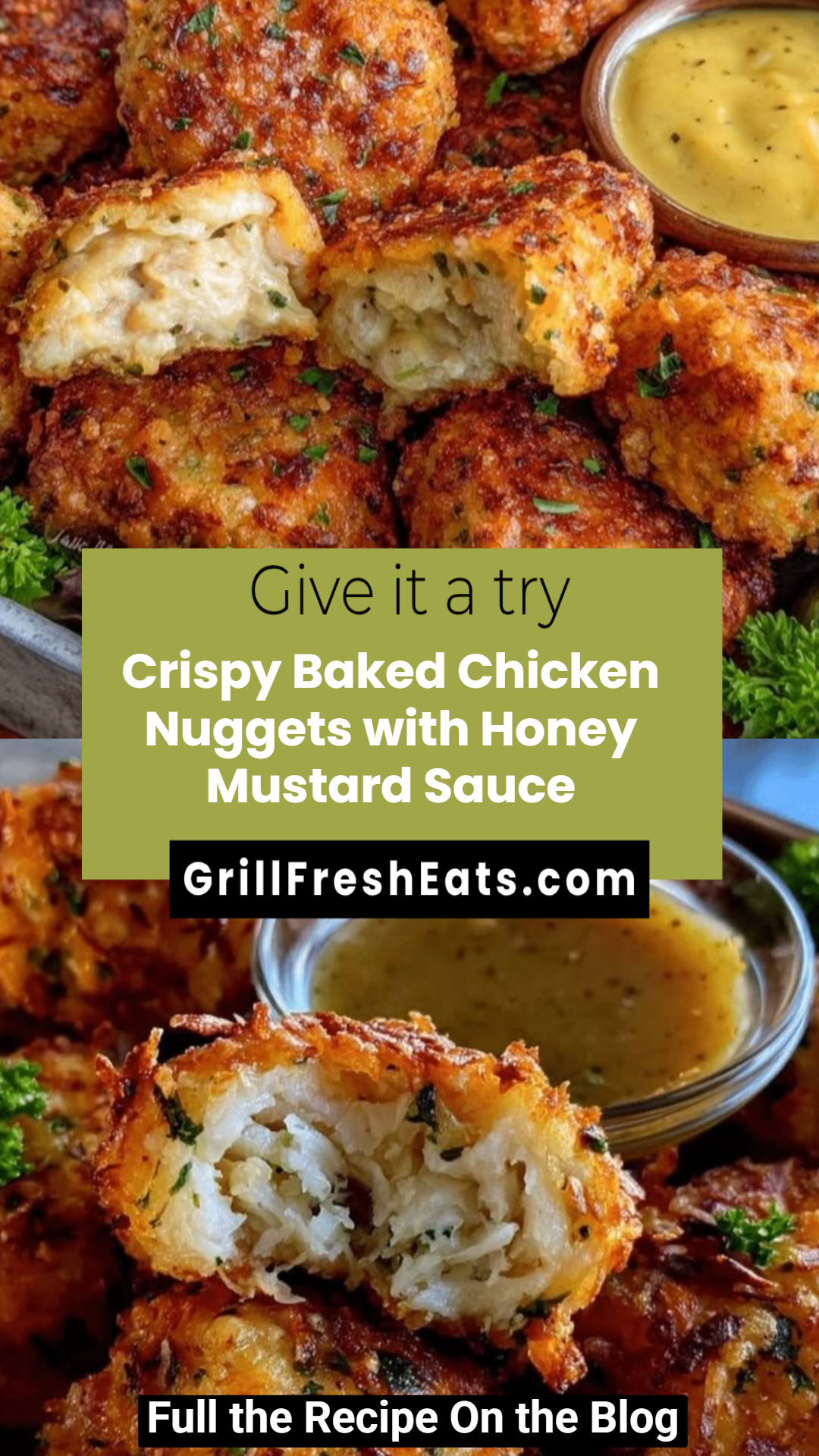 Crispy Baked Chicken Nuggets with Honey Mustard Sauce
