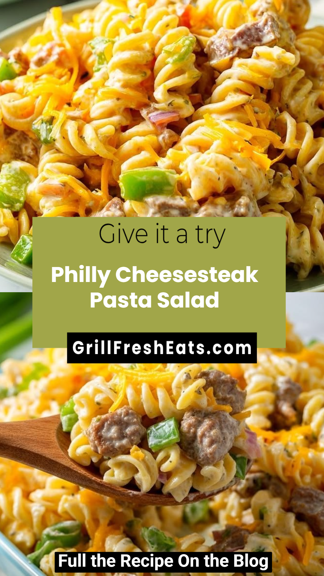 Philly Cheesesteak Pasta Salad 1 Philly Cheesesteak Pasta Salad