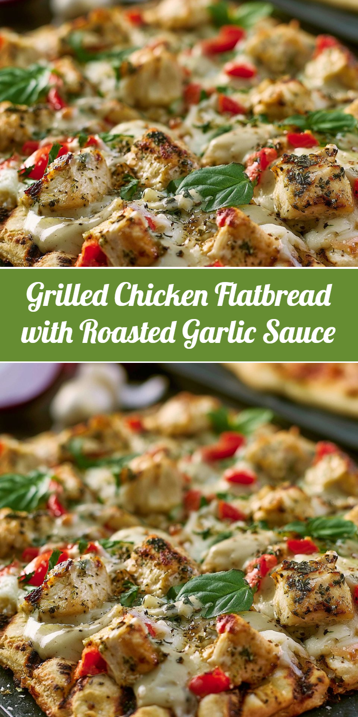 Grilled Chicken Flatbread with Roasted Garlic Sauce