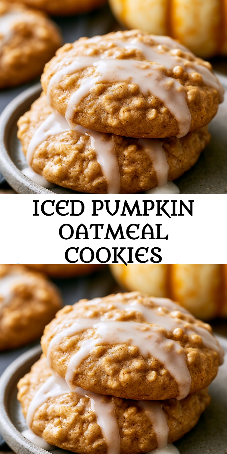 Iced Pumpkin Oatmeal Cookies