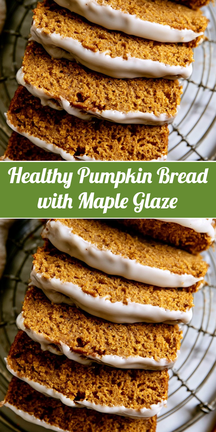 Healthy Pumpkin Bread with Maple Glaze