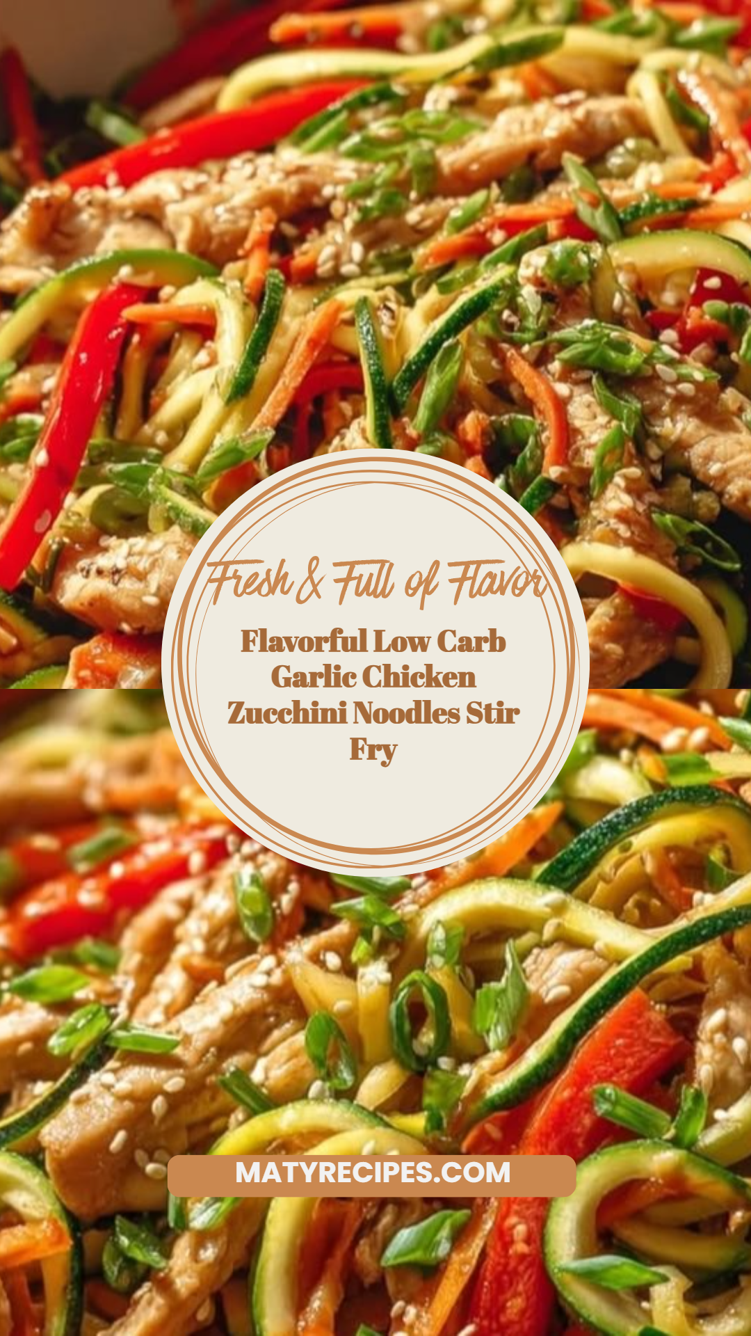 Flavorful Low Carb Garlic Chicken Zucchini Noodles Stir Fry
