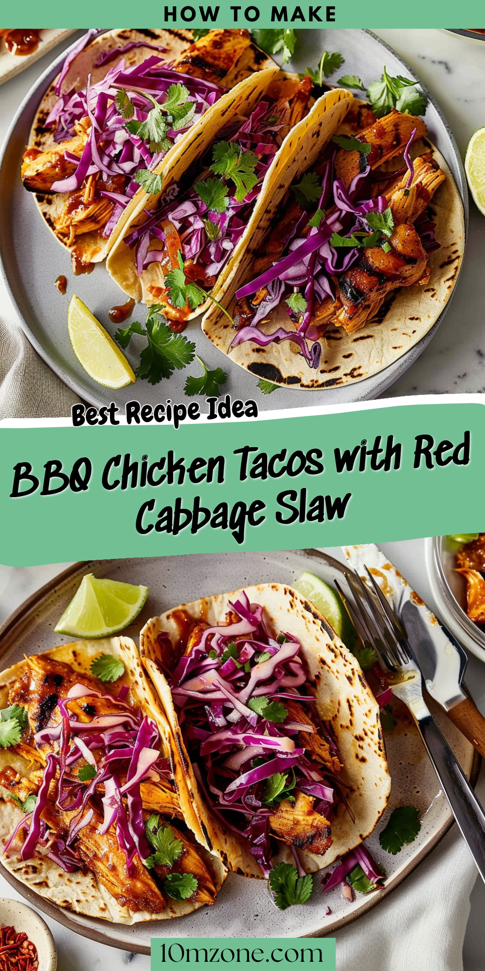 BBQ Chicken Tacos with Red Cabbage Slaw