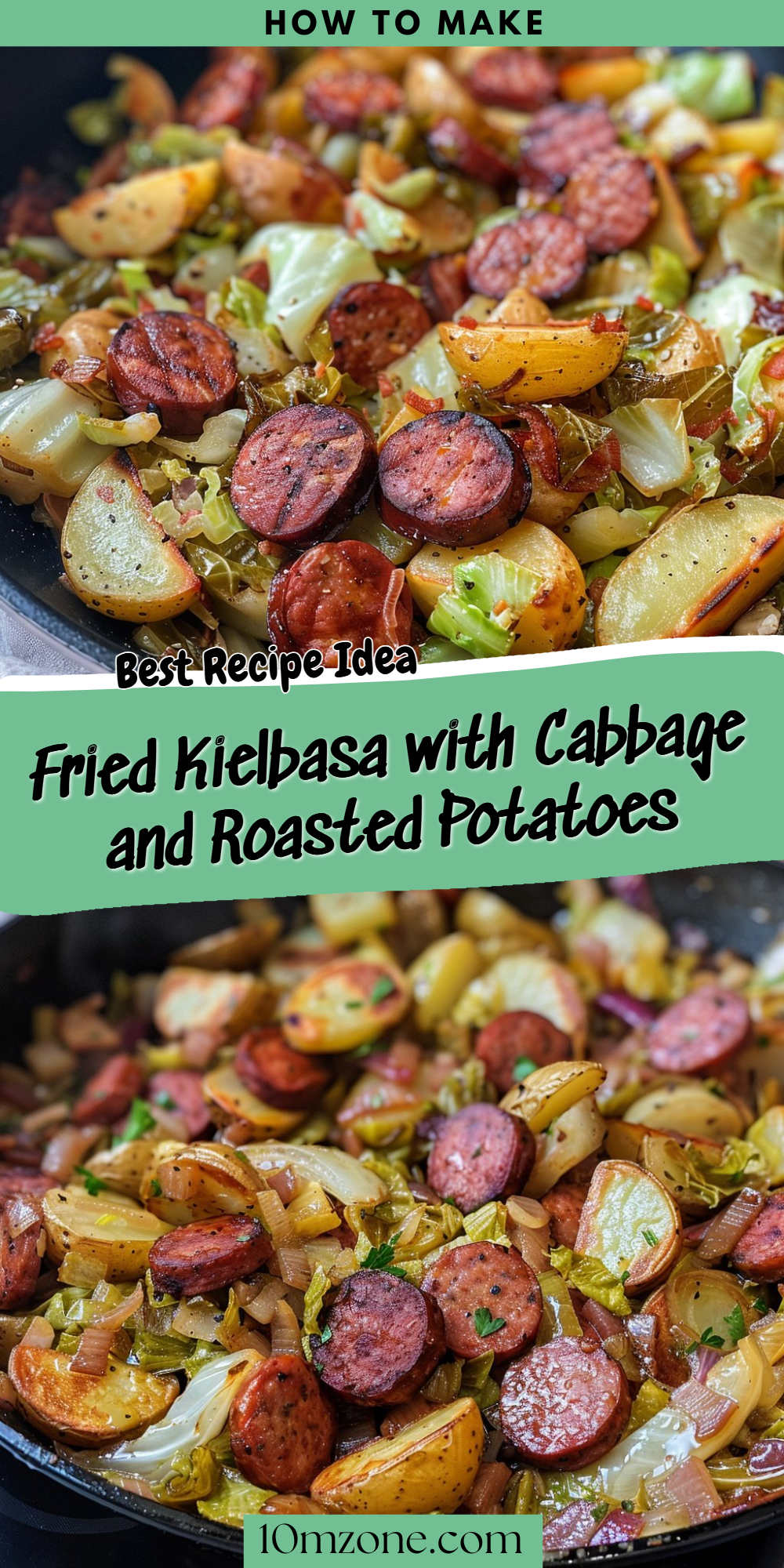 Fried Kielbasa with Cabbage and Roasted Potatoes