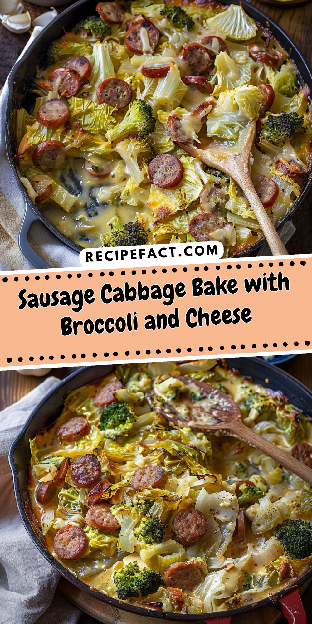 Sausage Cabbage Bake with Broccoli and Cheese