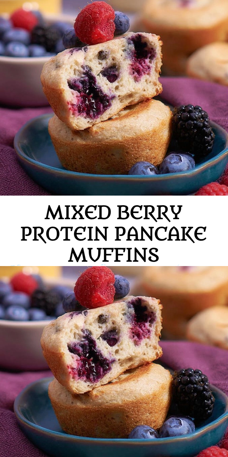 Mixed Berry Protein Pancake Muffins