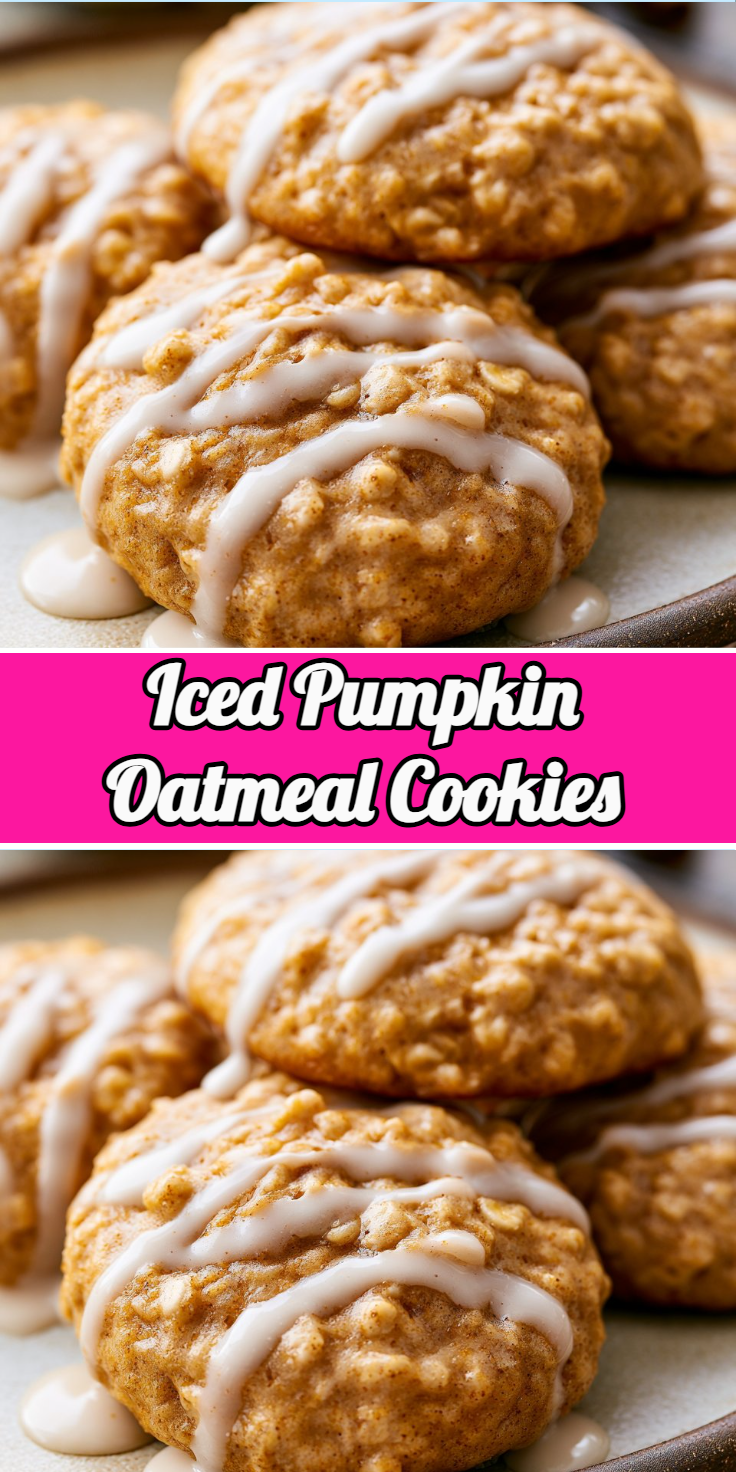 Iced Pumpkin Oatmeal Cookies