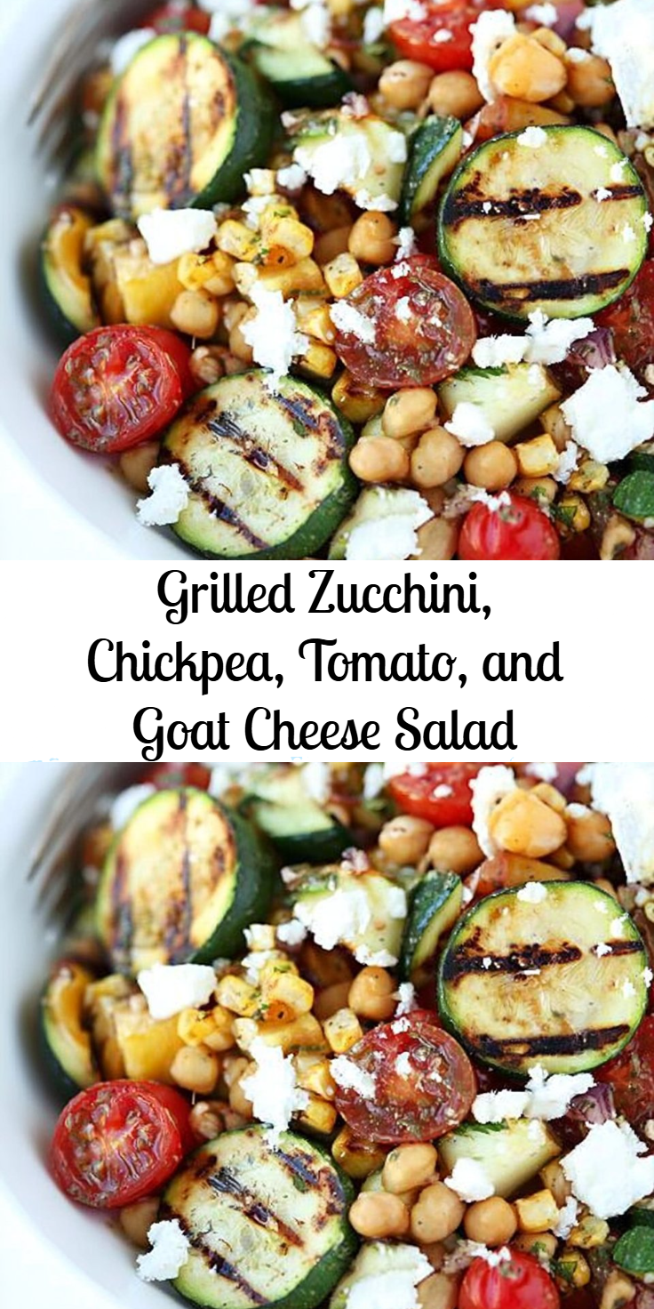Grilled Zucchini, Chickpea, Tomato, and Goat Cheese Salad