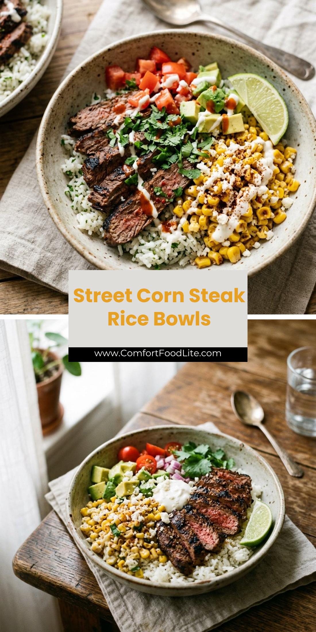 Street Corn Steak Rice Bowls