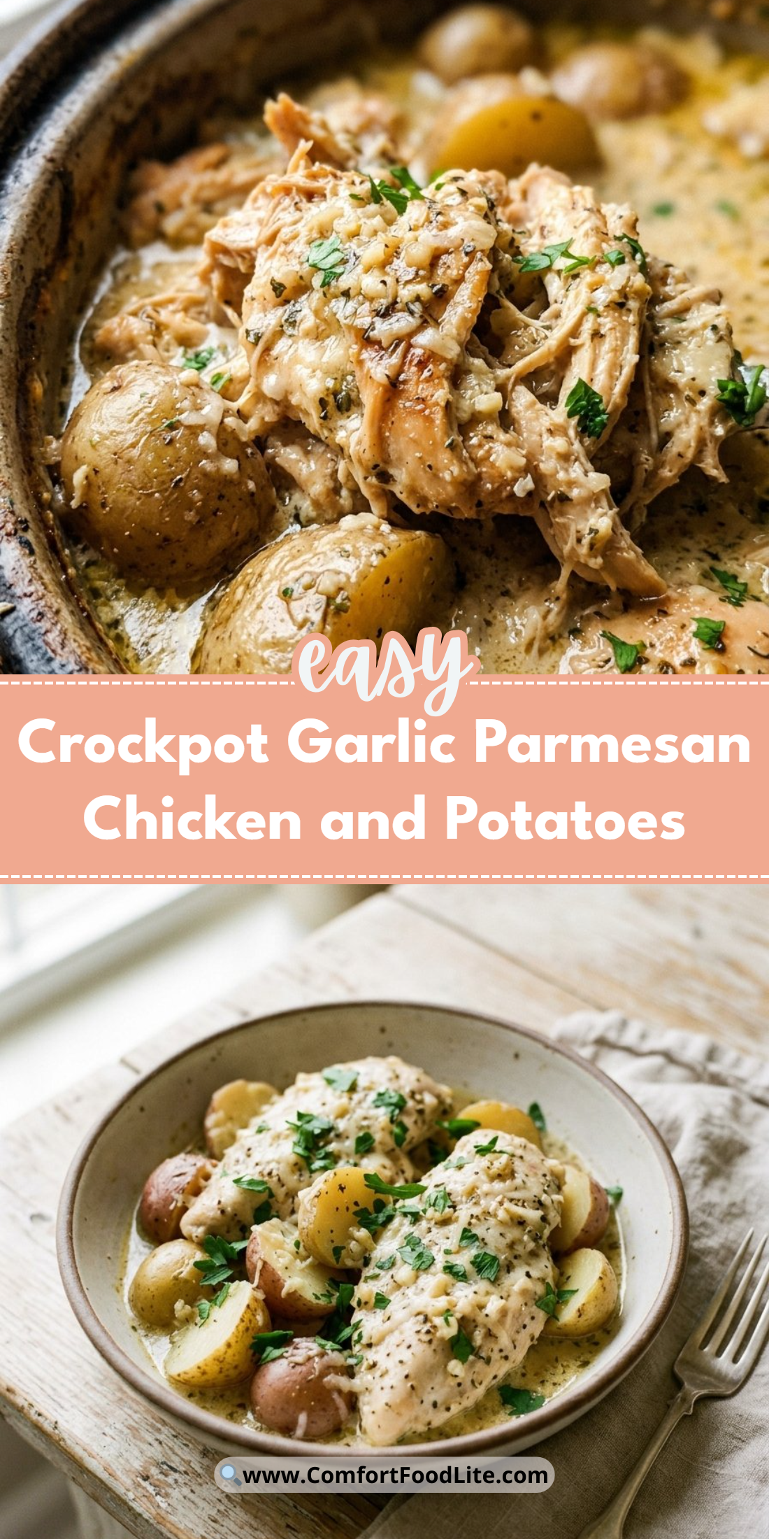 Crockpot Garlic Parmesan Chicken and Potatoes